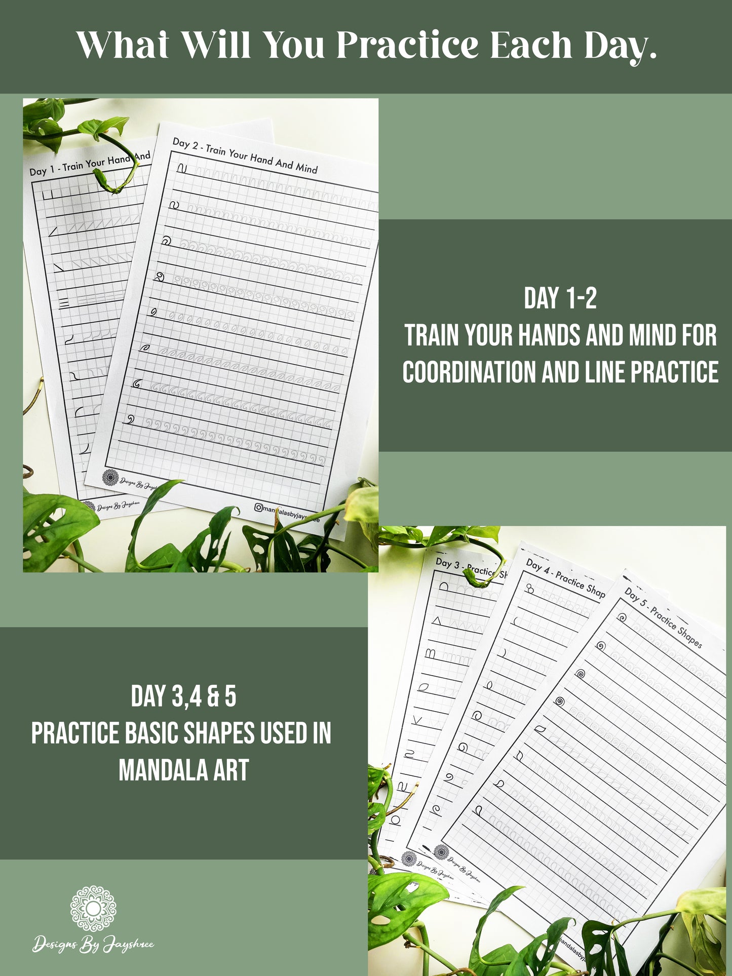 21 Days Habit Builder - Mandala Patterns Drawing Worksheet