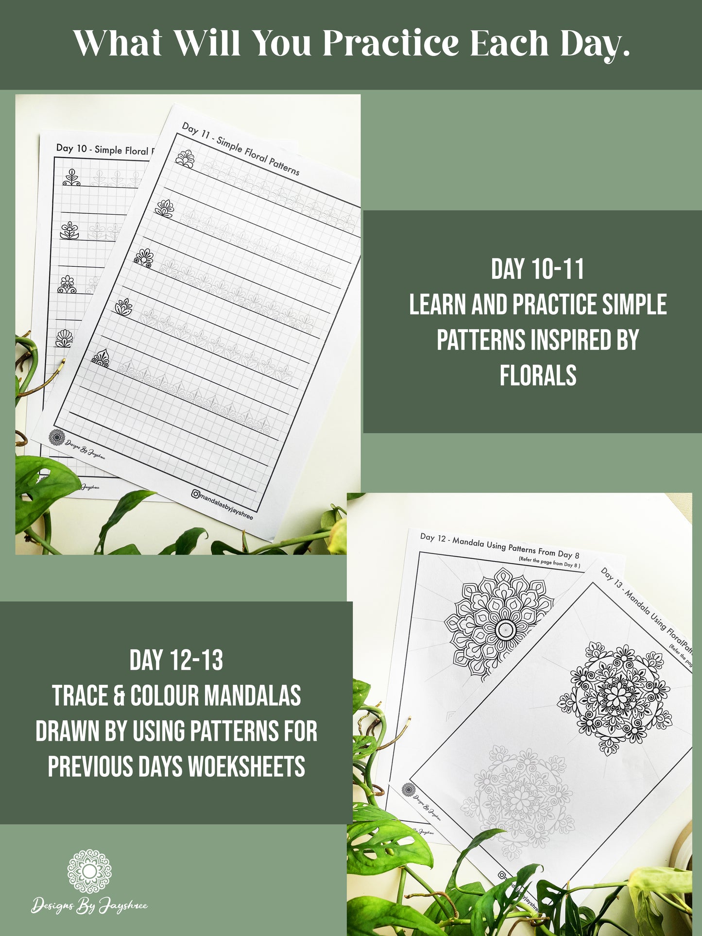 21 Days Habit Builder - Mandala Patterns Drawing Worksheet