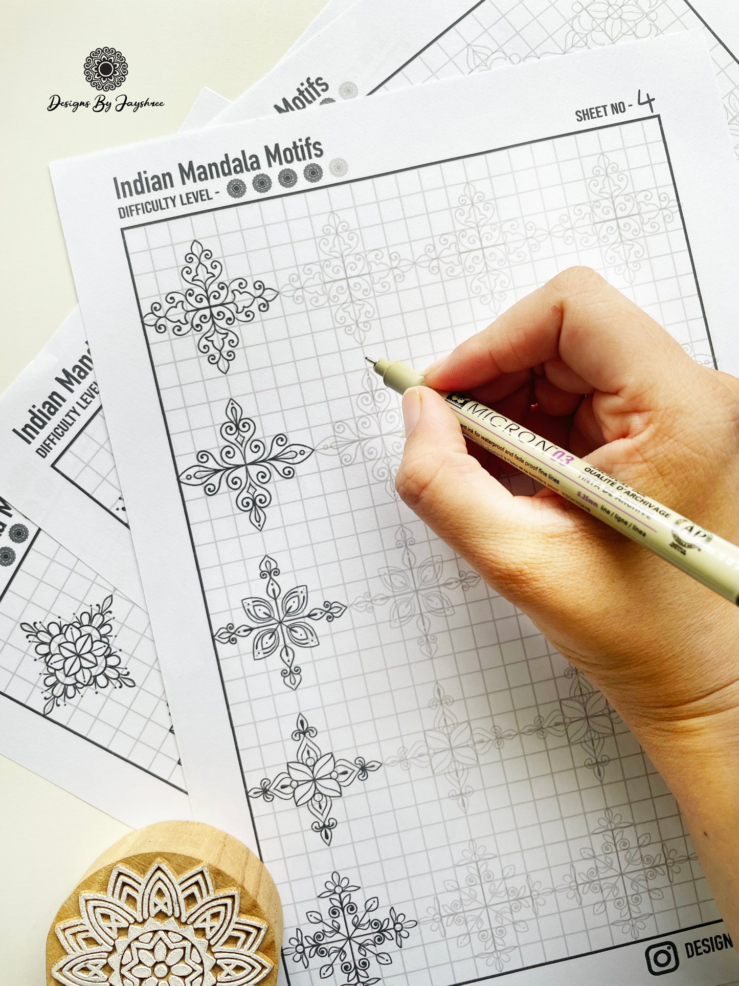 Indian Mandala Motif Pattern Sheet 25 Designs