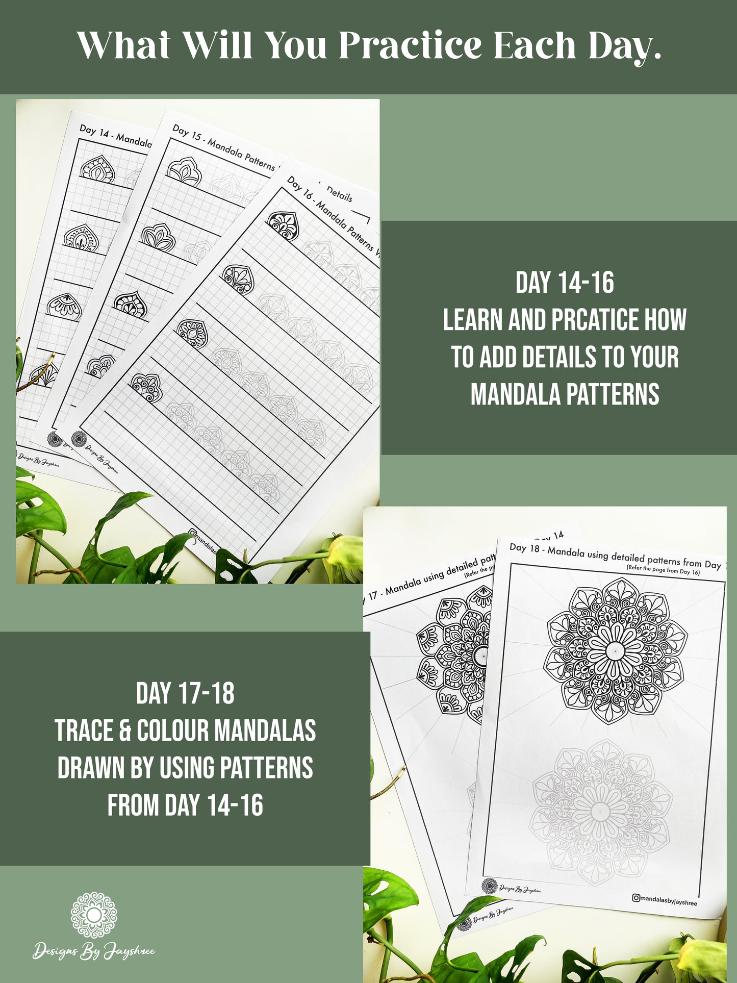 21 Days Habit Builder - Mandala Patterns Drawing Worksheet