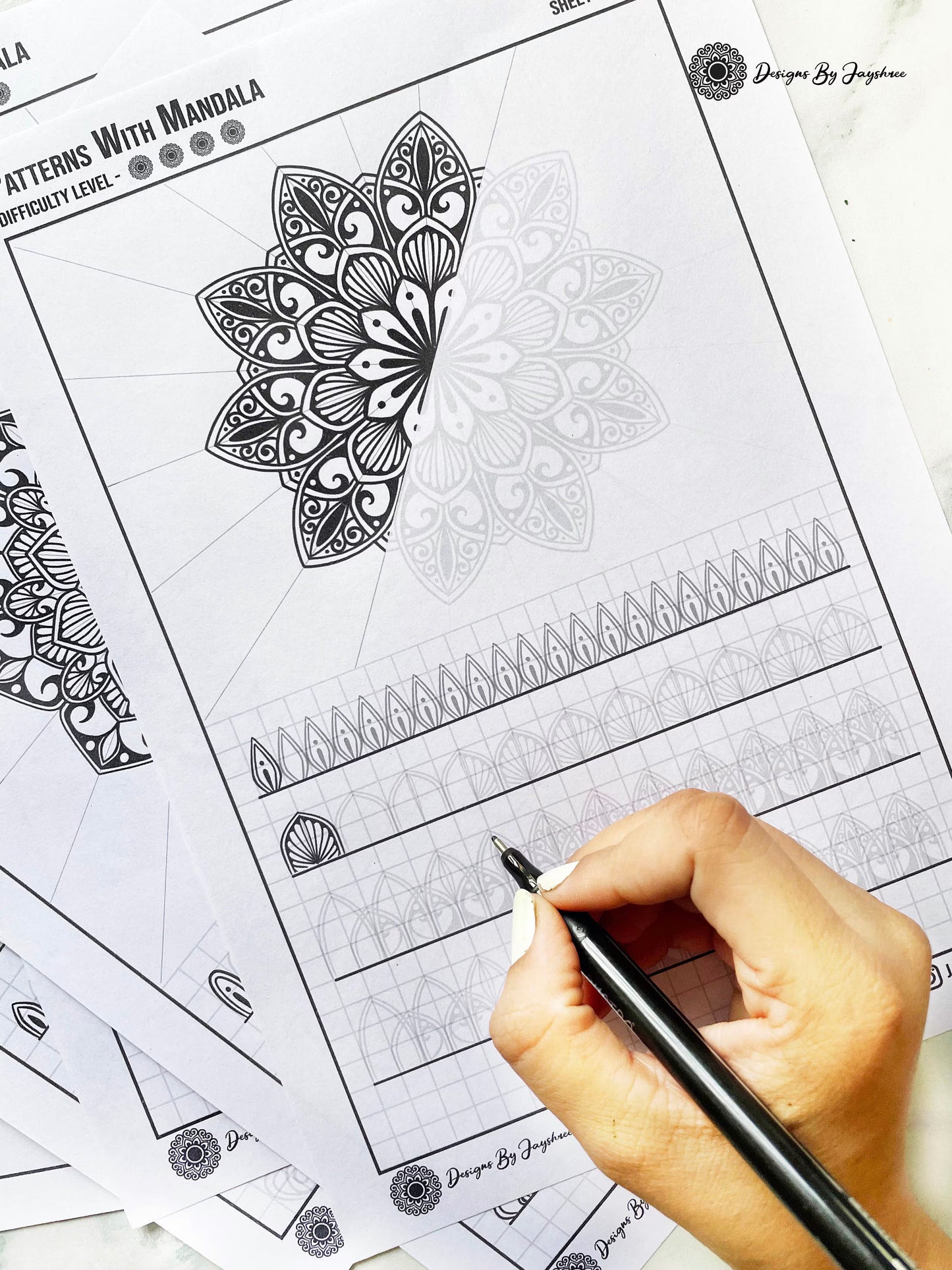 Mandala Tutorial Sheet With Patterns SET OF 5 - #4