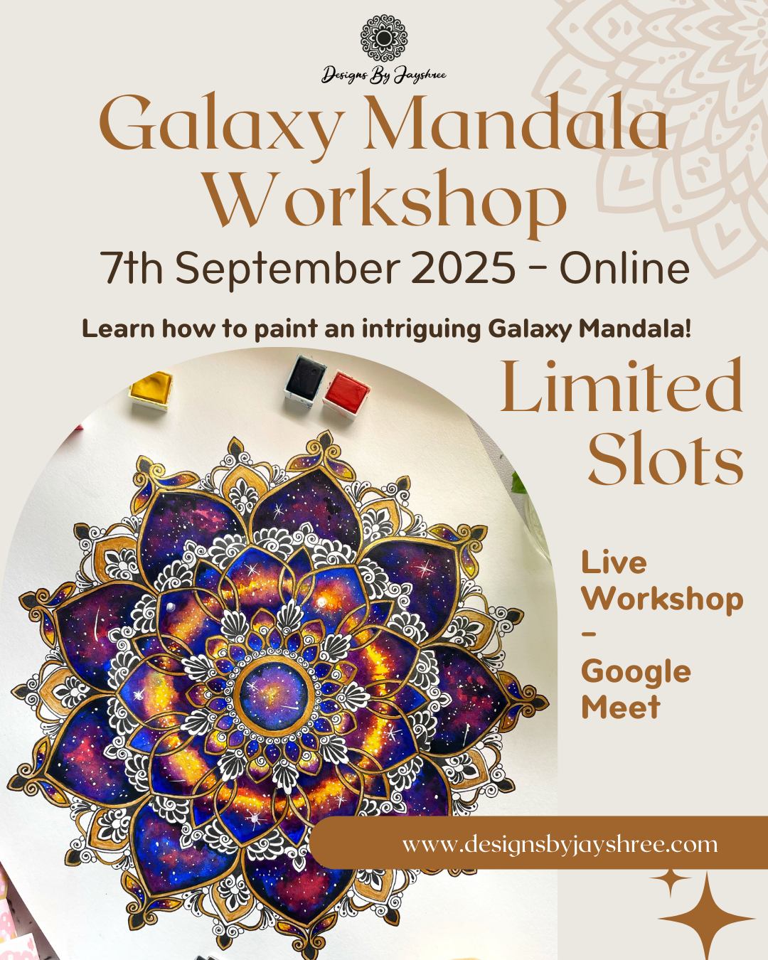 Live Watercolour Galaxy Mandala Workshop - Beginner Friendly - Online