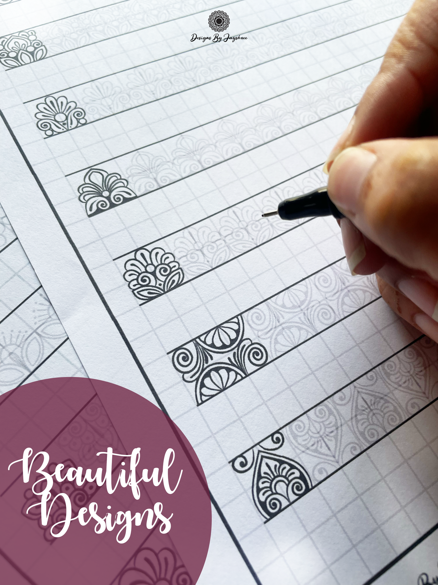 Mandala Pattern Sheets-100+ Mandala Motif Borders for beginners & artists