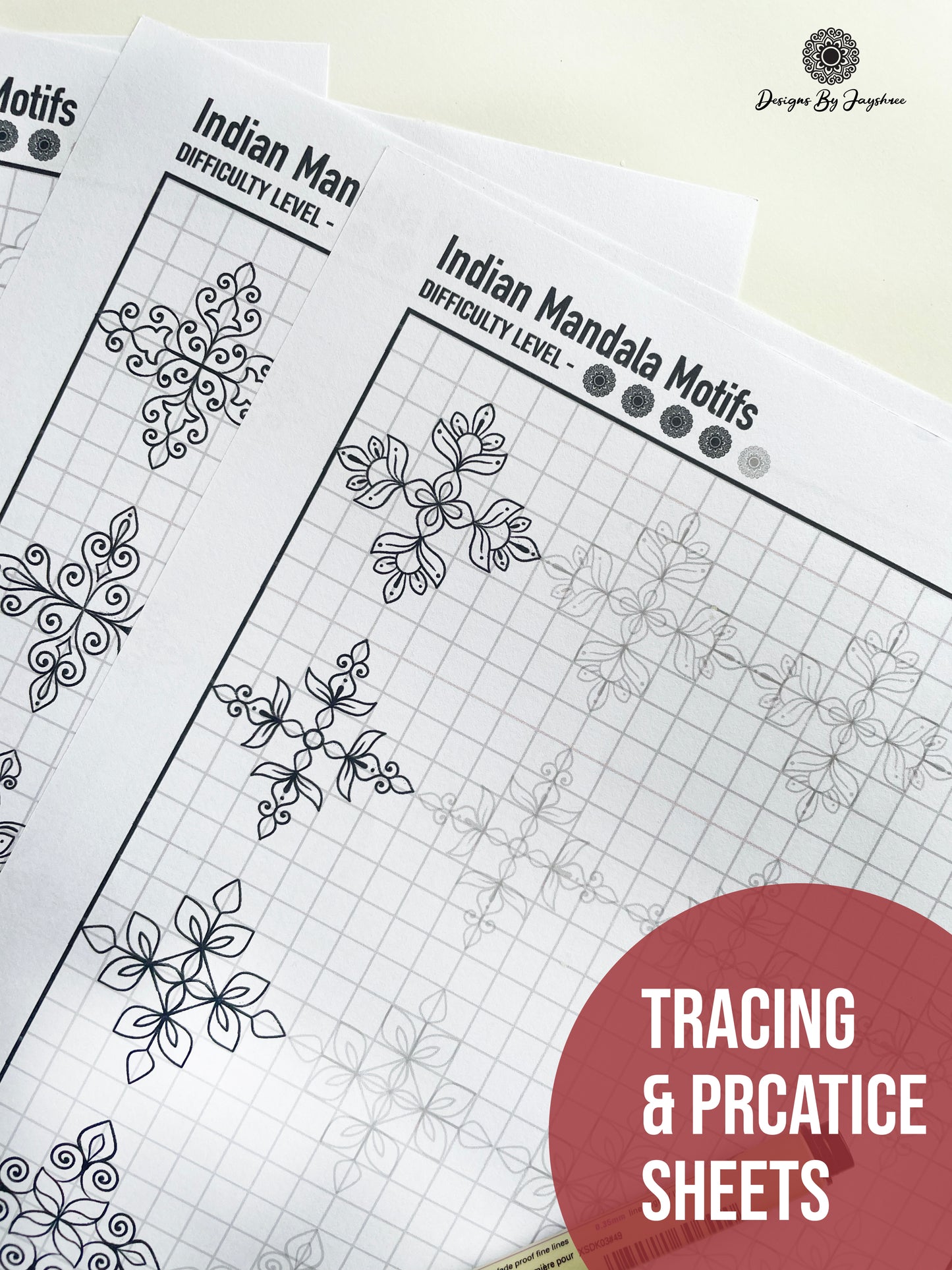 Indian Mandala Motif Pattern Sheet 25 Designs