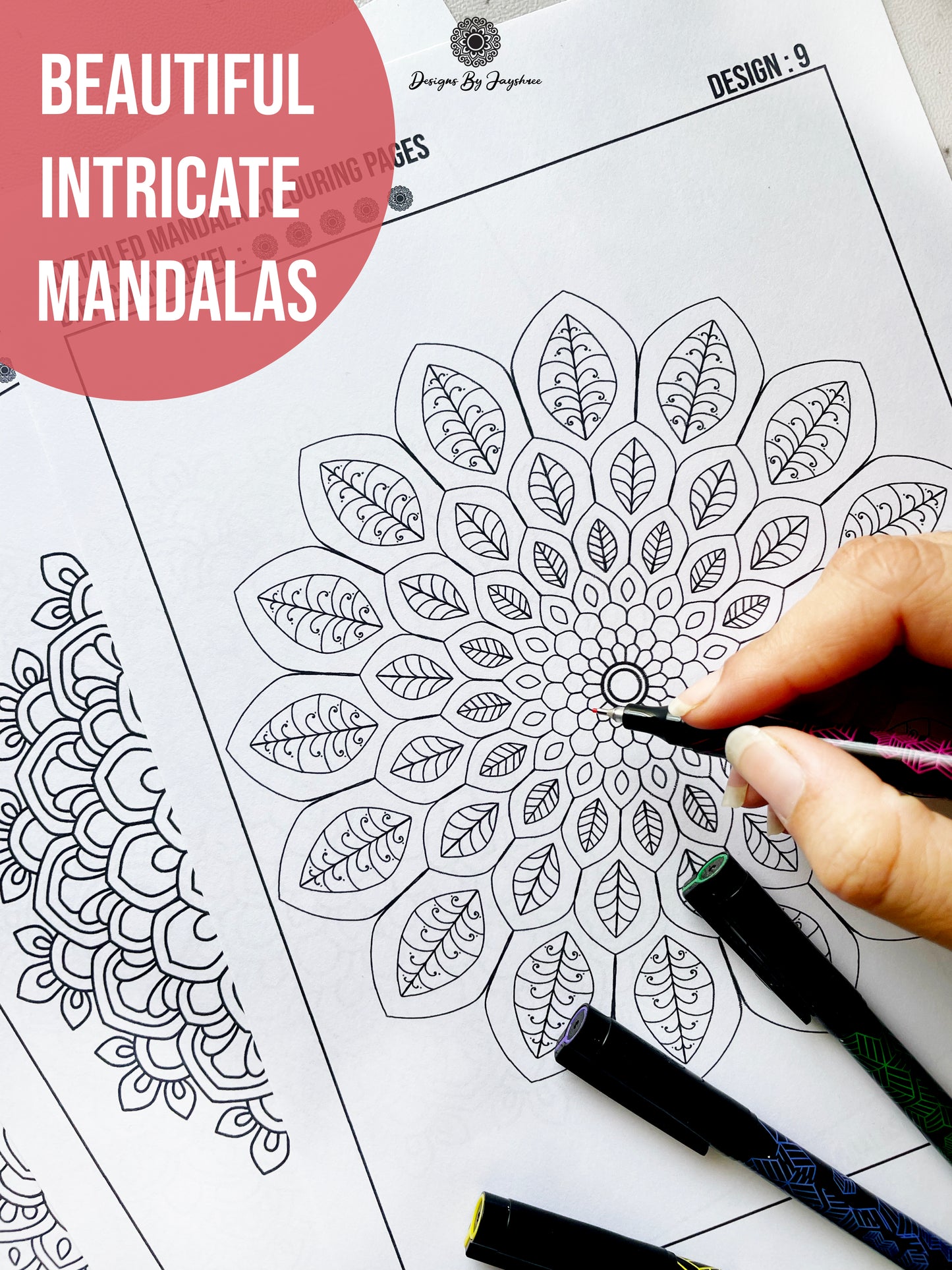 Mandala Colouring & Tracing Pages - Set of 10 Designs - 2 PDFs