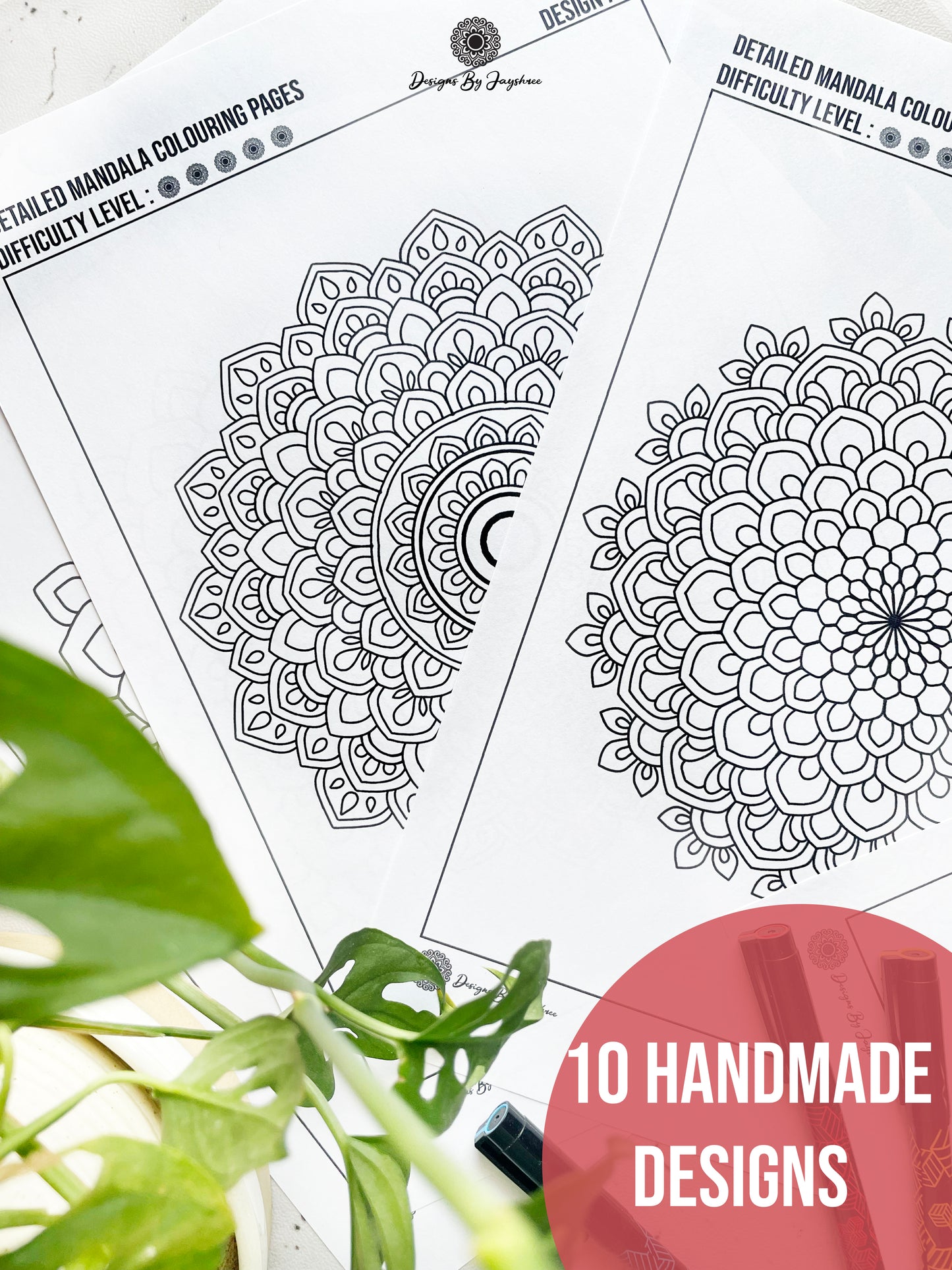 Mandala Colouring & Tracing Pages - Set of 10 Designs - 2 PDFs