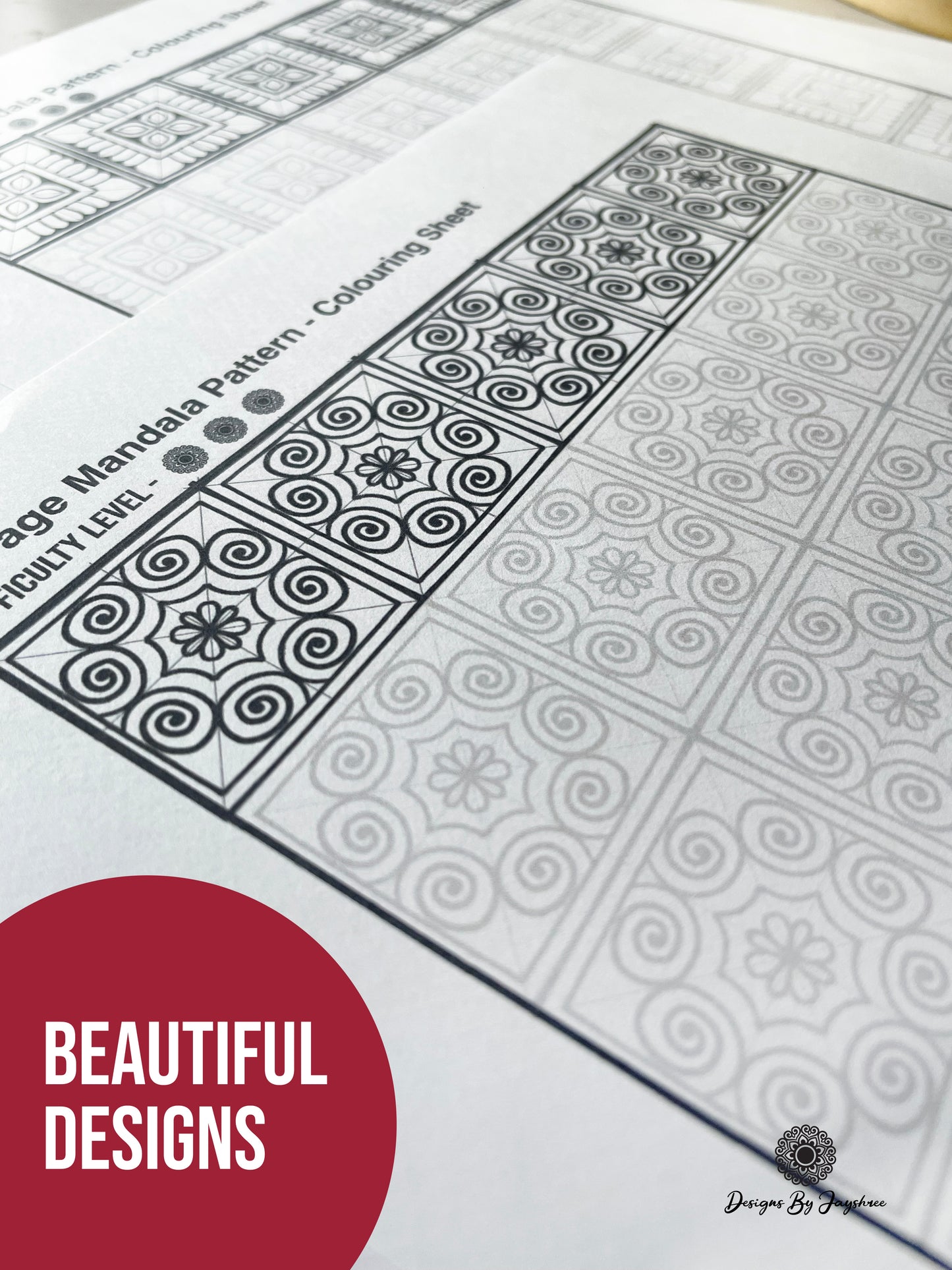 Mandala Full Page Set of 10 - Colouring & Tracing Pages #2