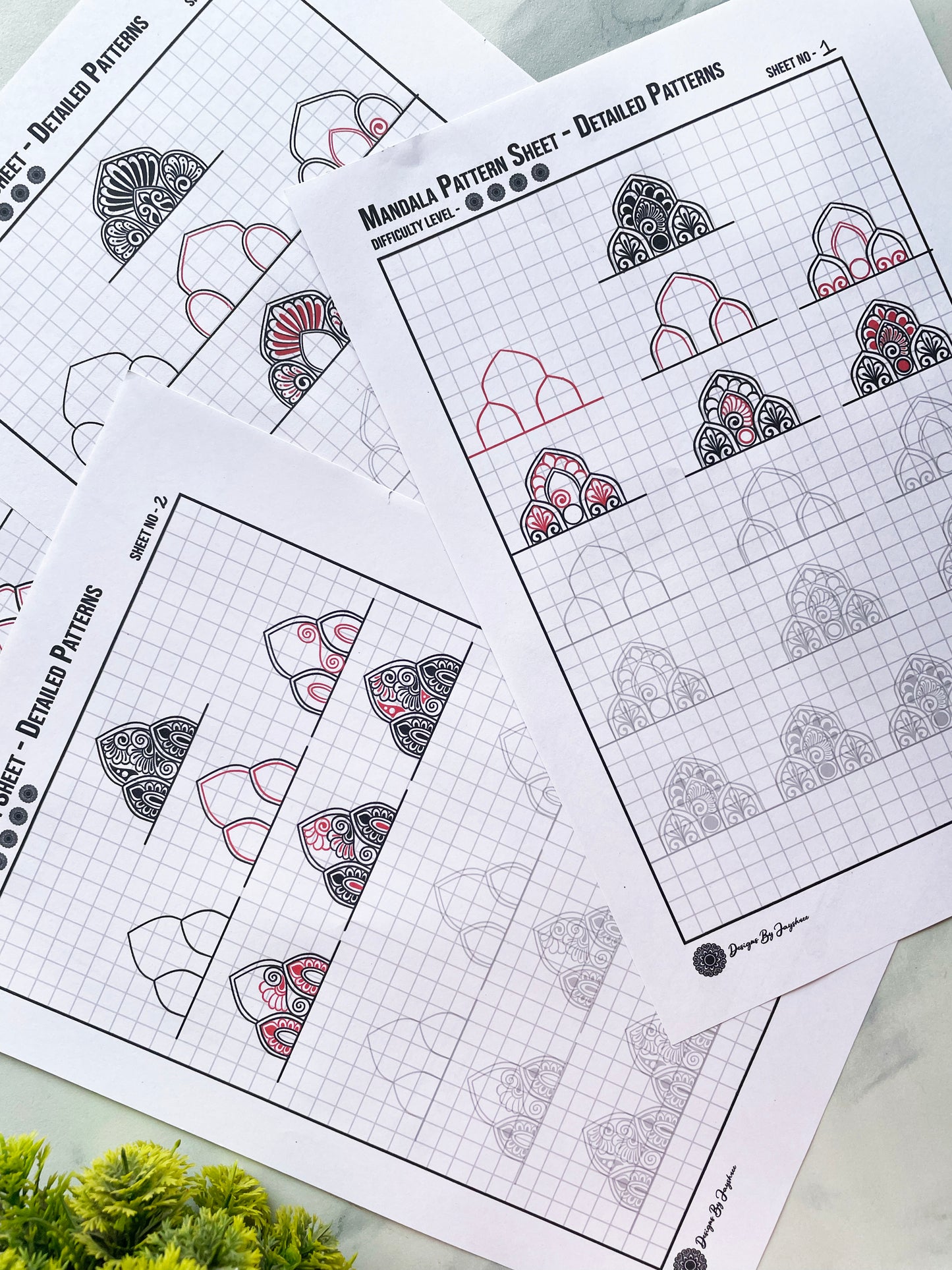 Step By Step - Assisted Mandala Pattern Sheets - Beginner Friendly
