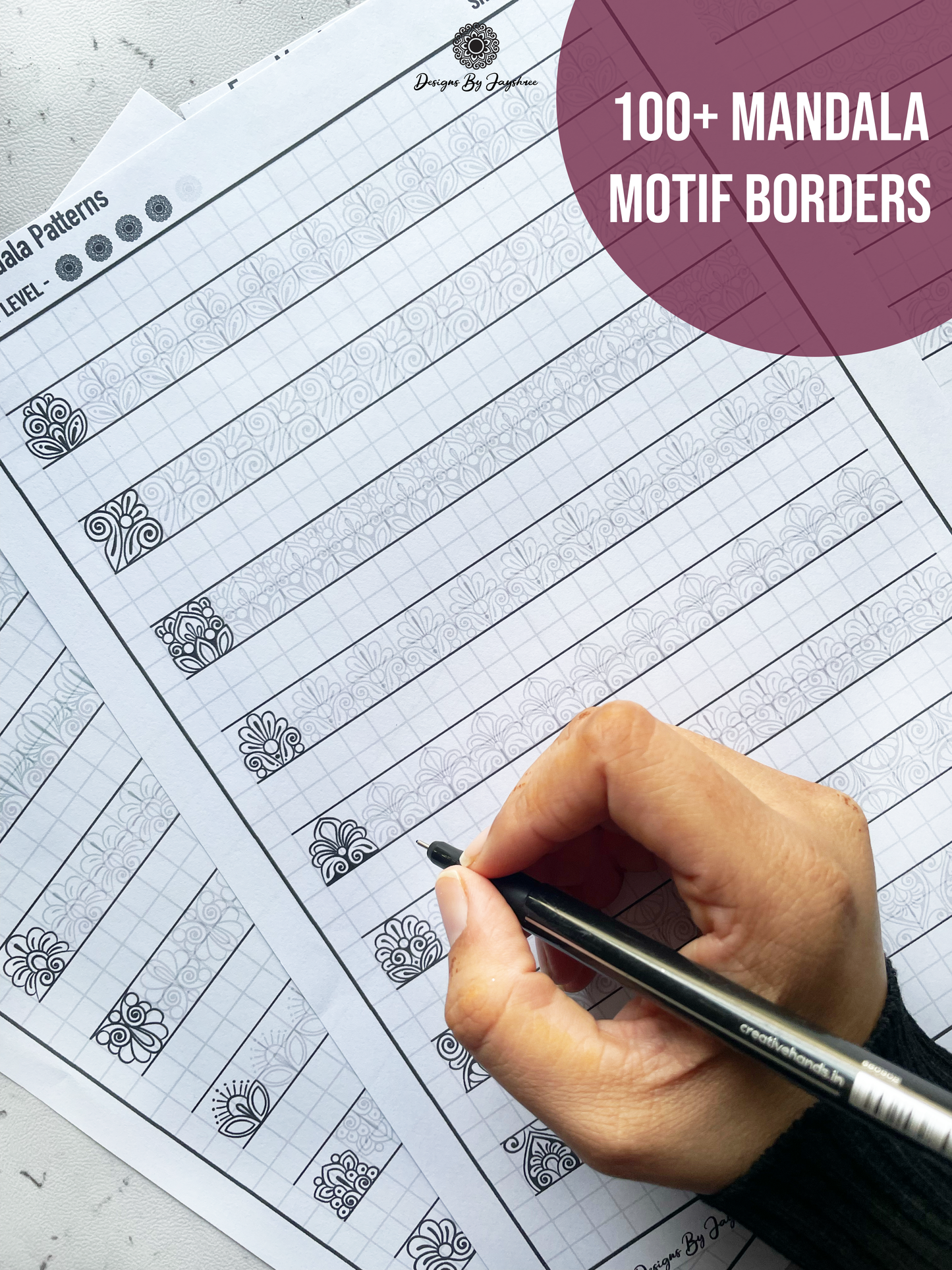 Mandala Pattern Sheets-100+ Mandala Motif Borders for beginners & artists