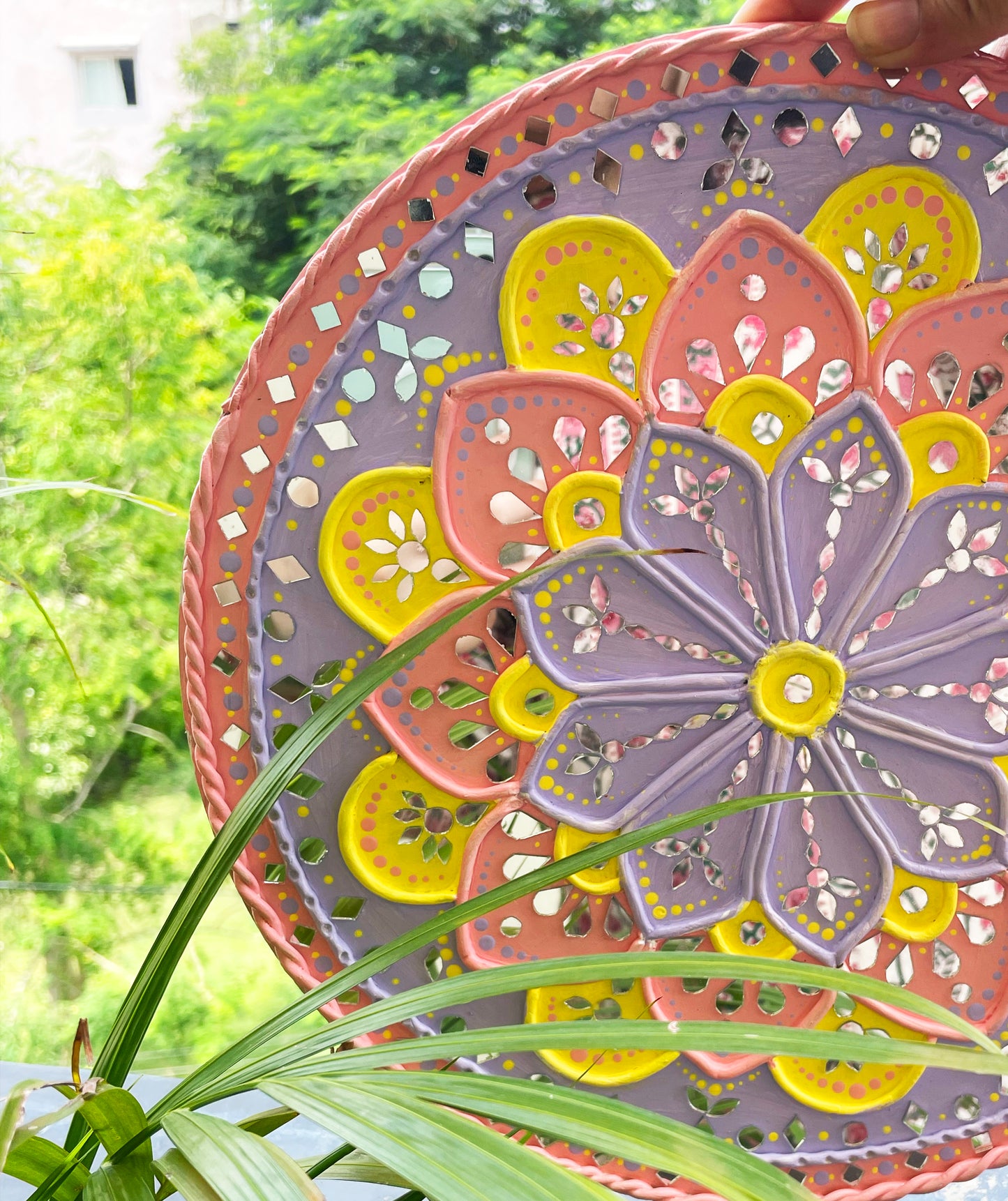 Pastel Hues - Lippan Art With Mirror Work