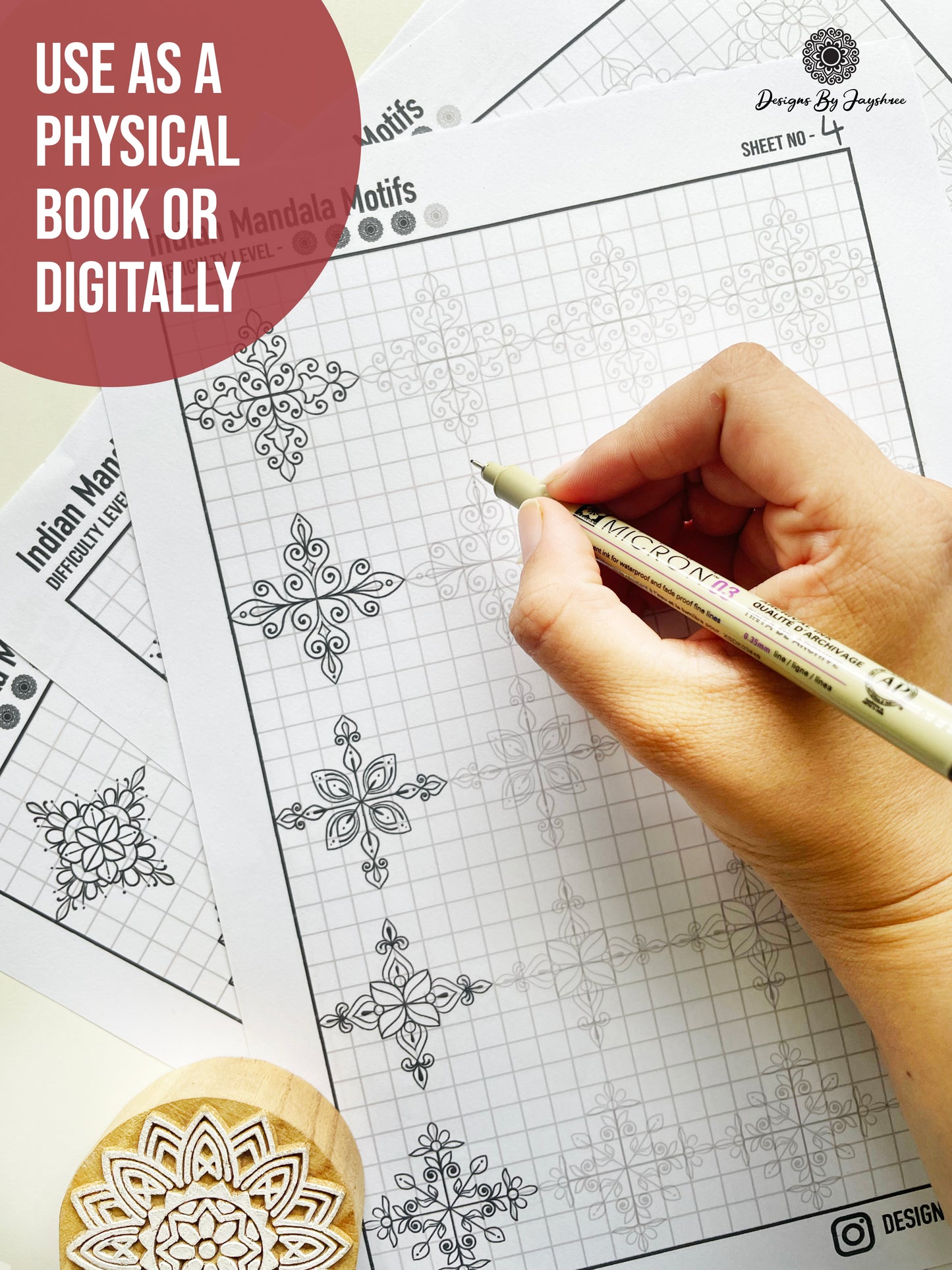 Indian Mandala Motif Pattern Sheet 25 Designs