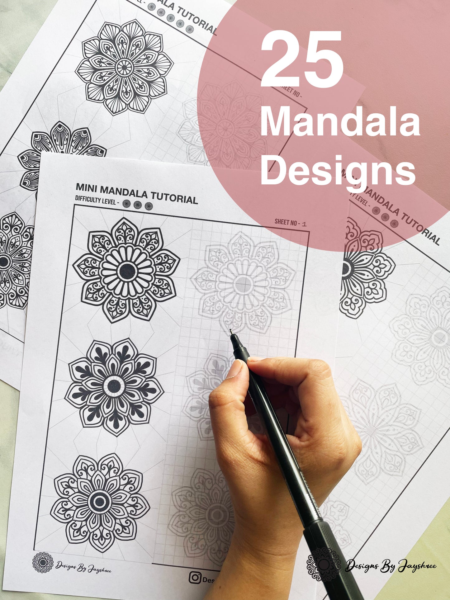 Mandala Tracing & Practice Sheets - 25 Mandala Designs To Learn