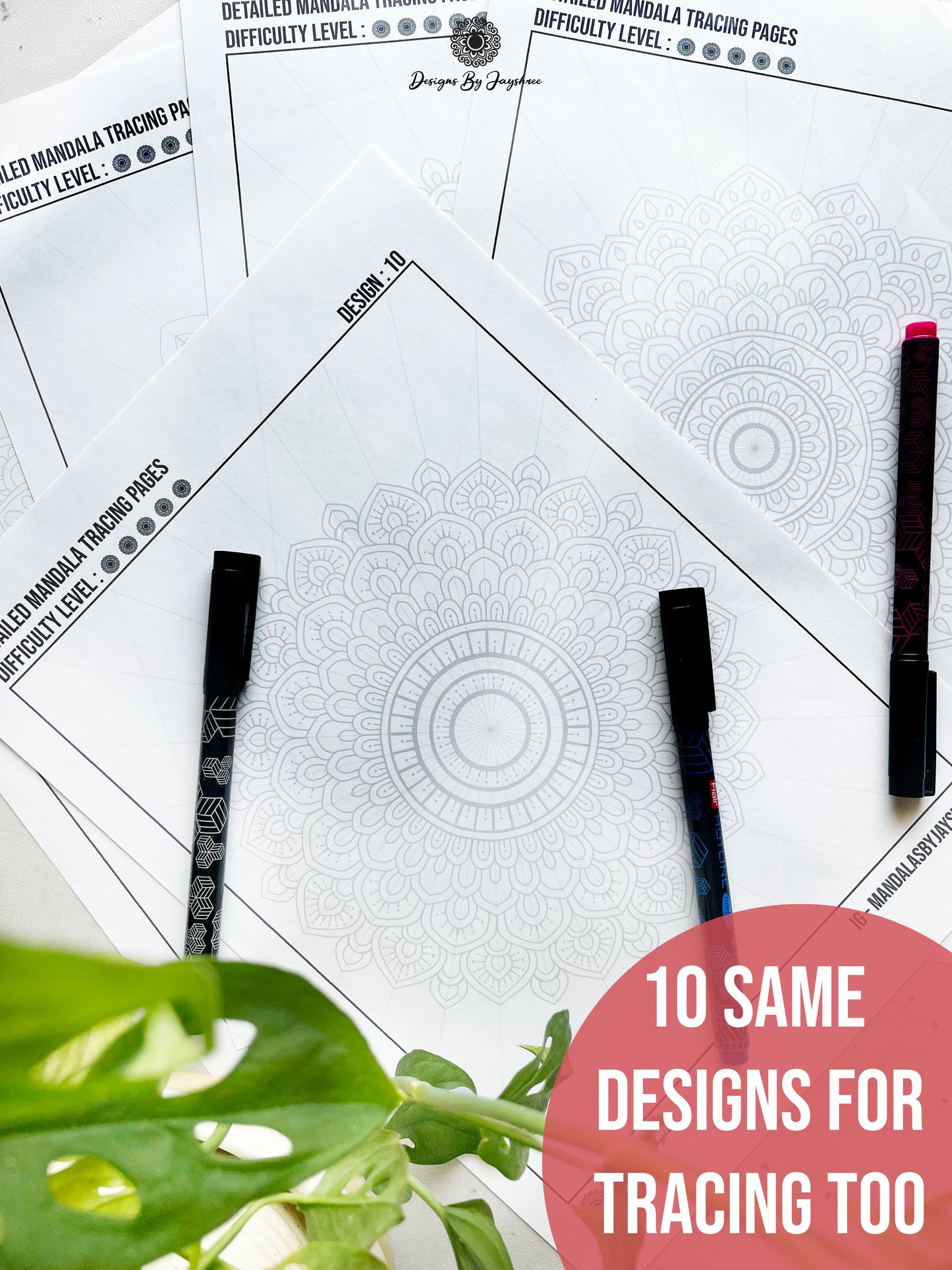 Mandala Colouring & Tracing Pages - Set of 10 Designs - 2 PDFs