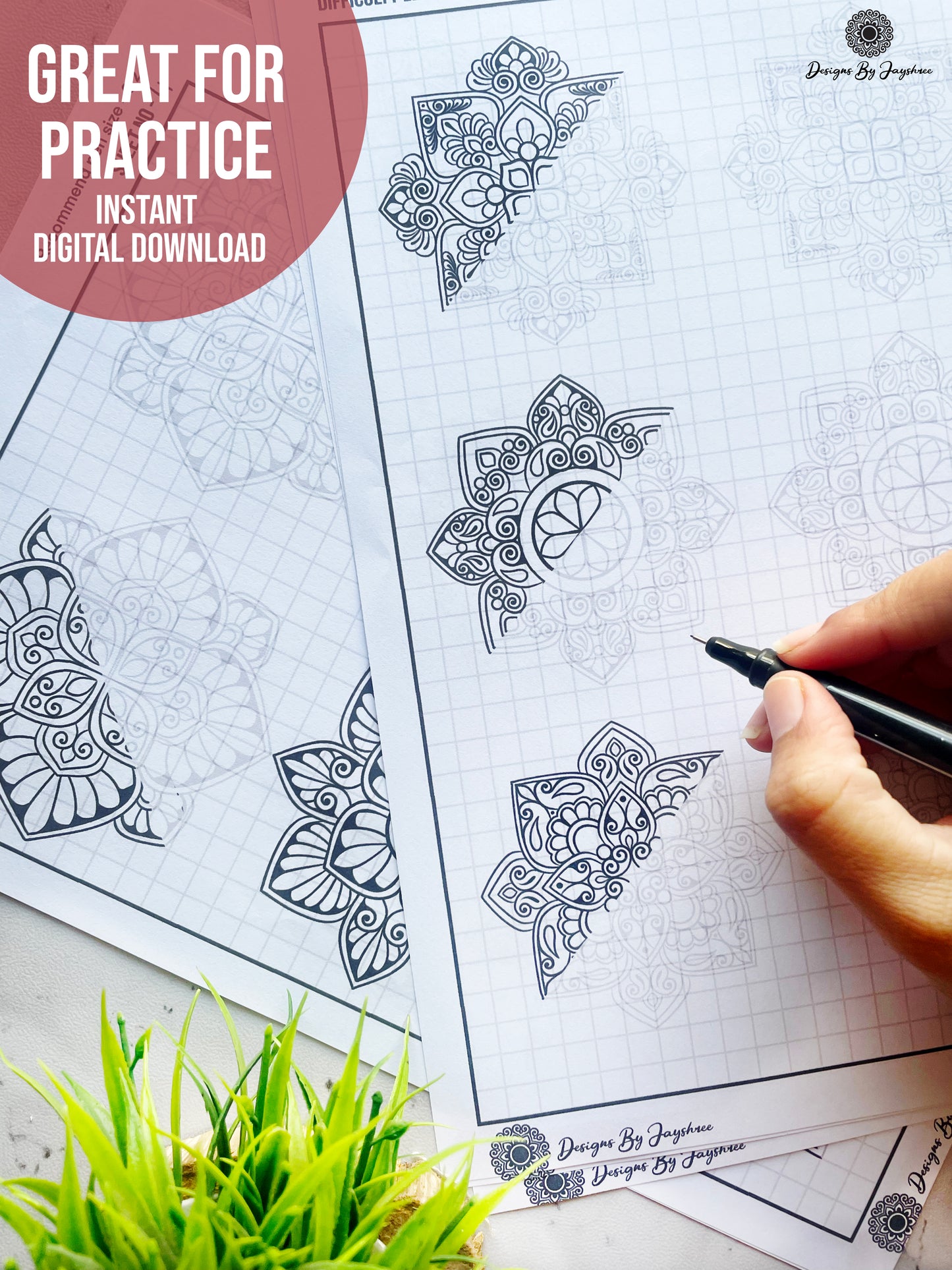 Mini Mandala Tracing Sheets SET OF 7 Sheets - 21 Mandala Designs