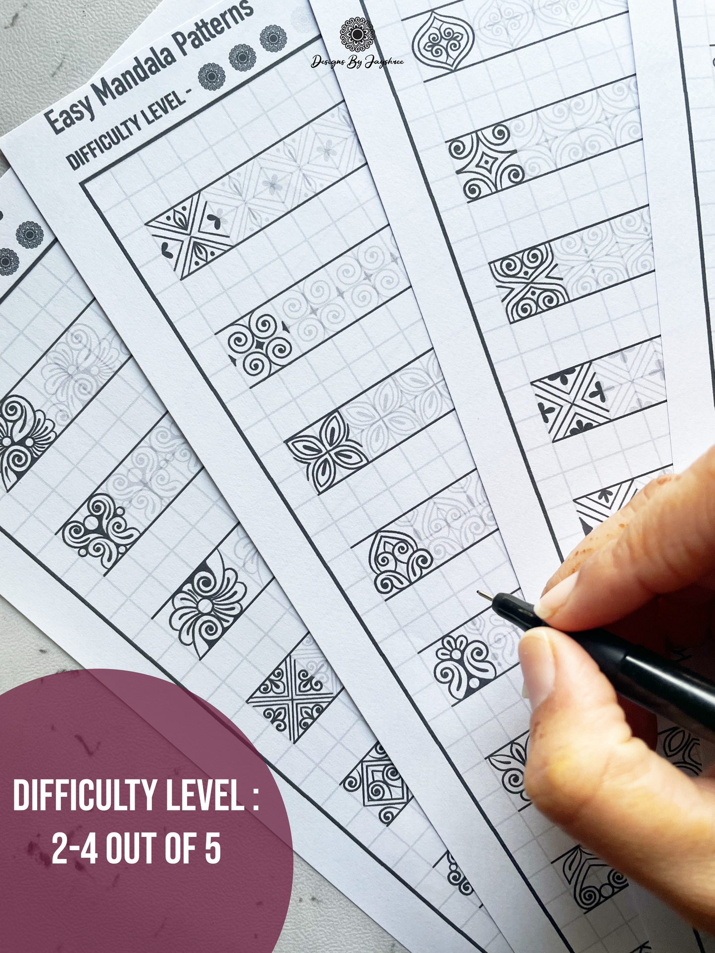 Mandala Pattern Sheets-100+ Mandala Motif Borders for beginners & artists