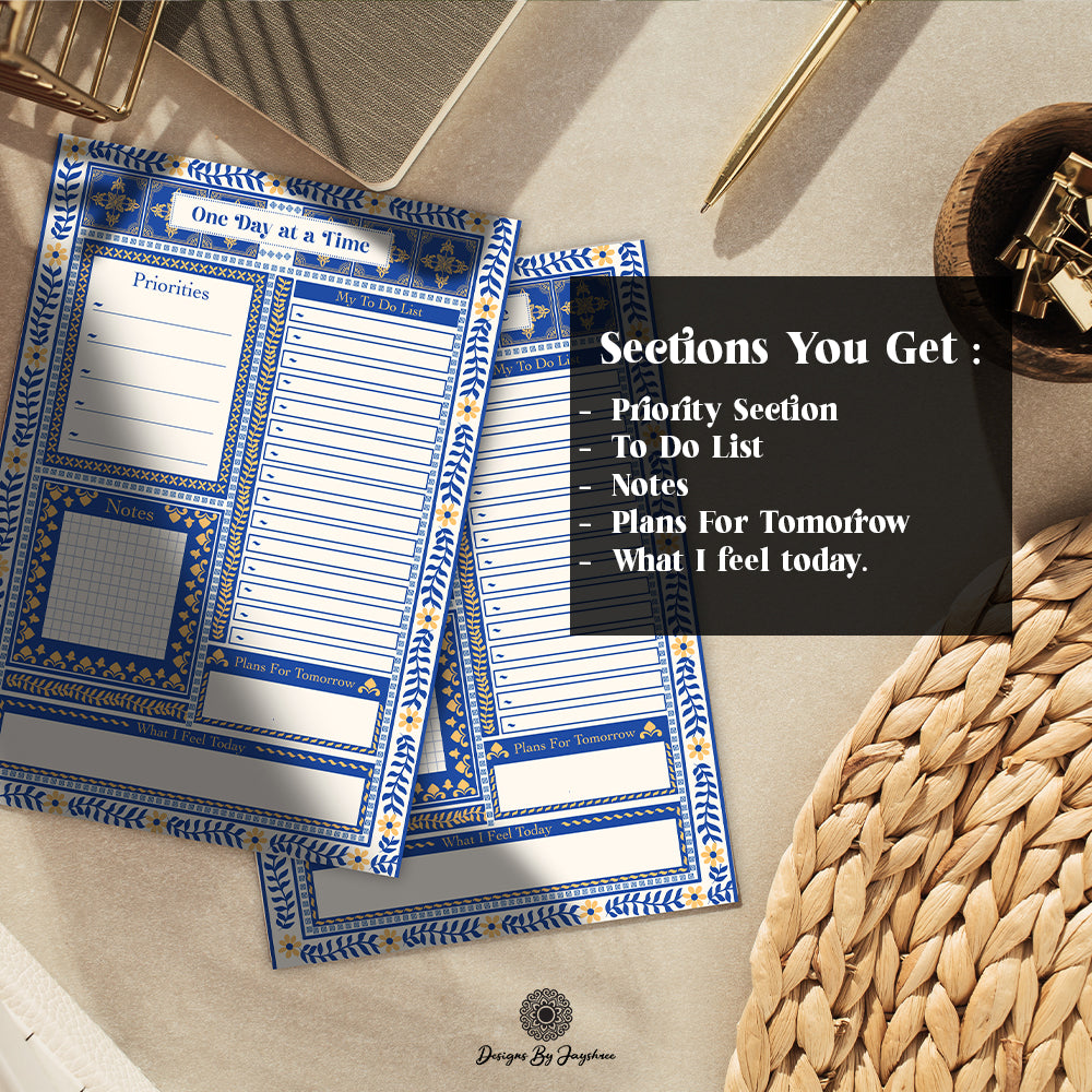 Undated Daily Planner – Handmade Indian Motif Printable & Instant Download Daily Schedule, Planner, Digital Planner, Digital Planner