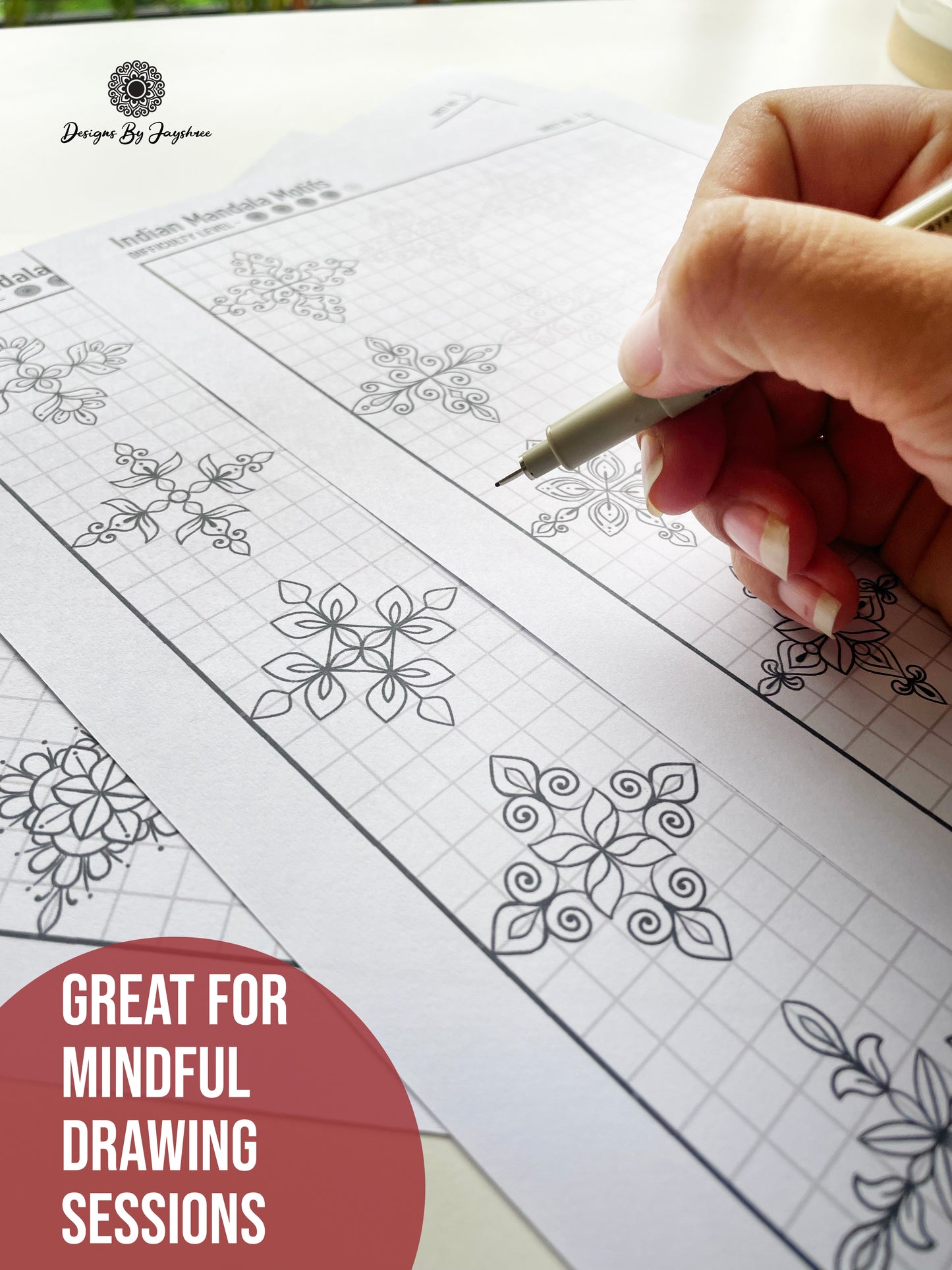Indian Mandala Motif Pattern Sheet 25 Designs