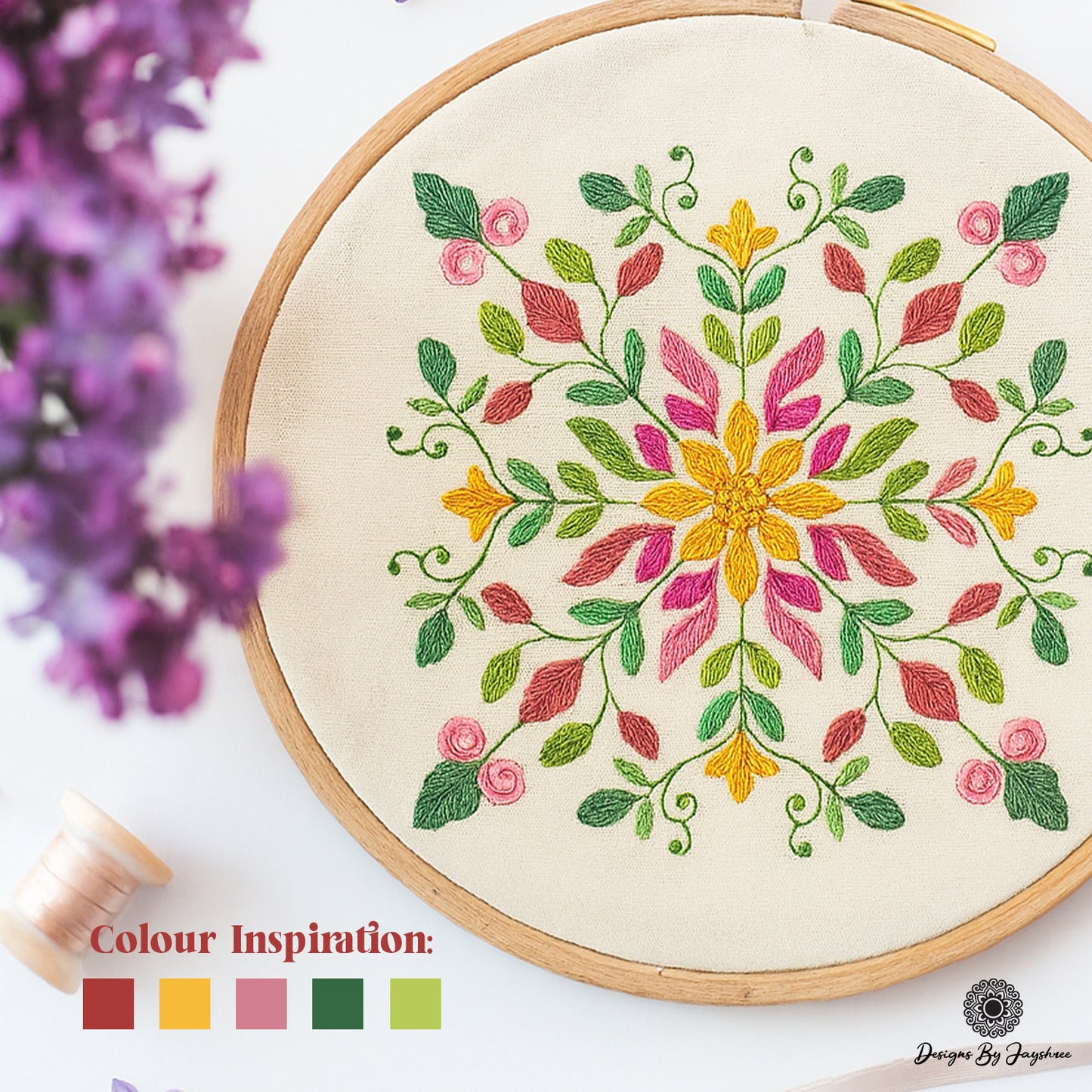 Printable Floral Mandala Motif for Hand Embroidery