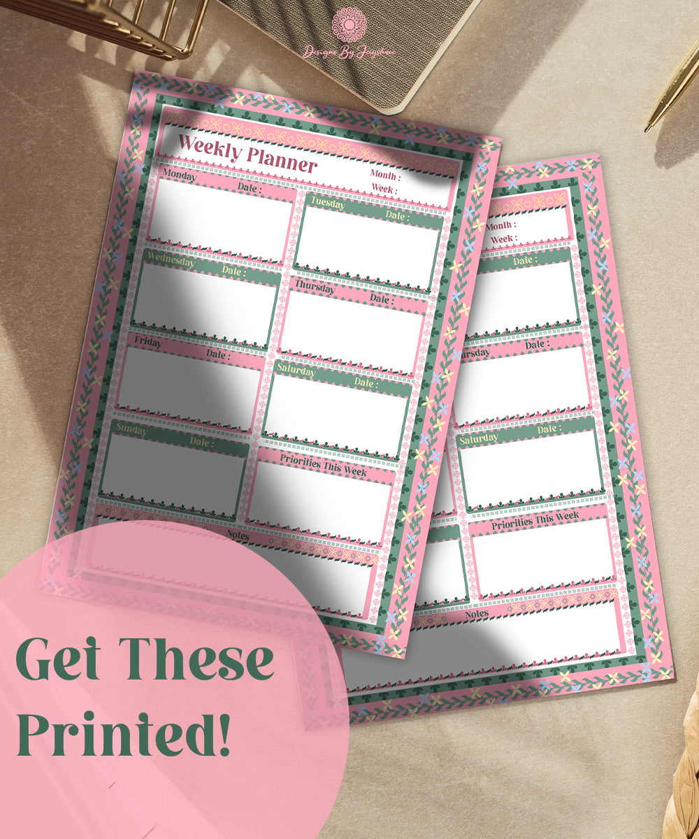 Weekly Planner – Handmade Indian Motif Printable & Instant Download Daily Schedule, Planner, Digital Planner, Digital Planner (Copy)