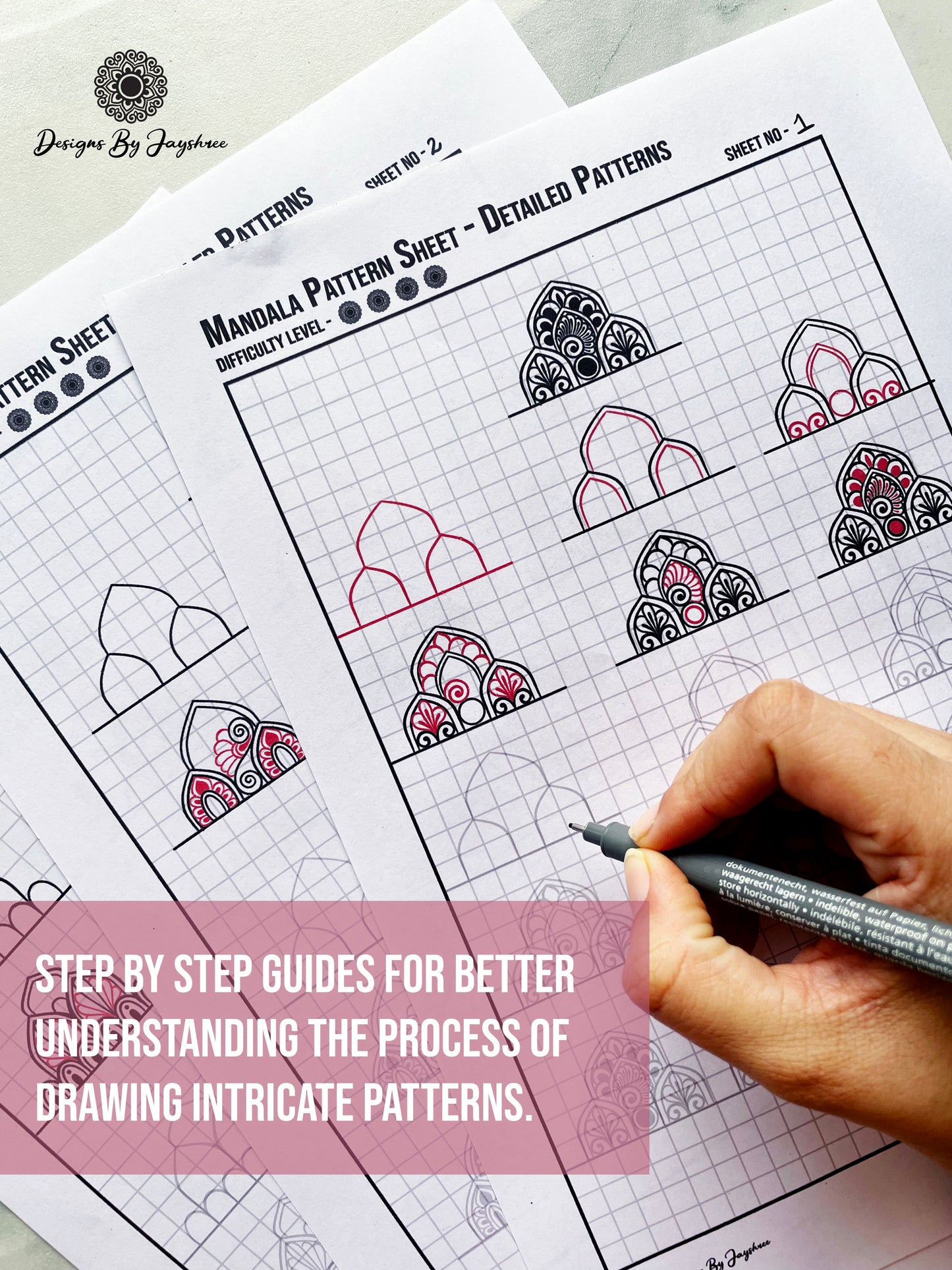 Step By Step - Assisted Mandala Pattern Sheets - Beginner Friendly