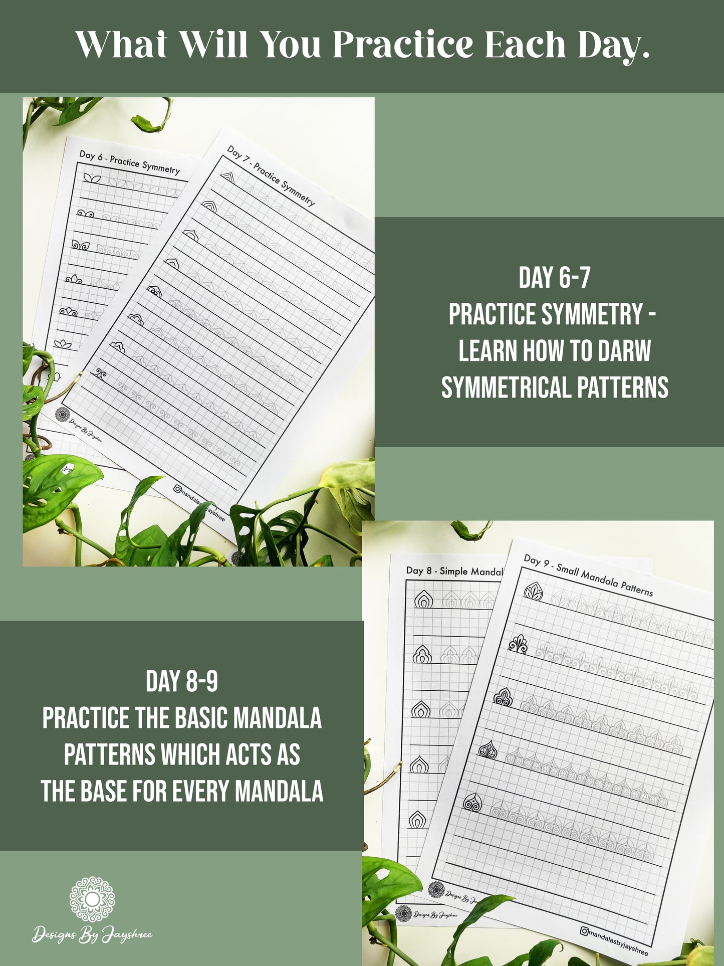 21 Days Habit Builder - Mandala Patterns Drawing Worksheet