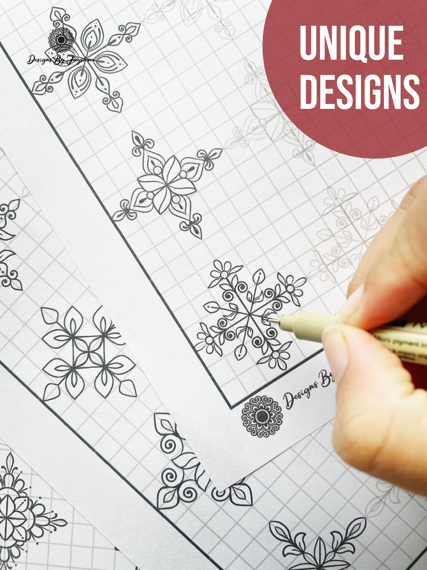 Indian Mandala Motif Pattern Sheet 25 Designs
