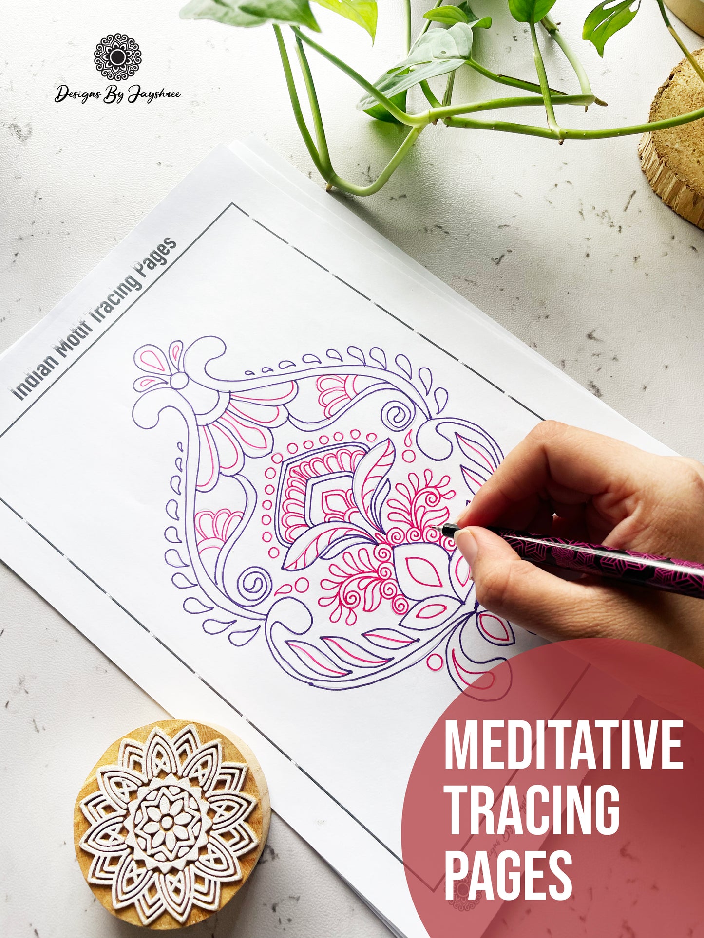 Indian Motif Colouring & Tracing Pages - Set of 42 pages - 2 PDF