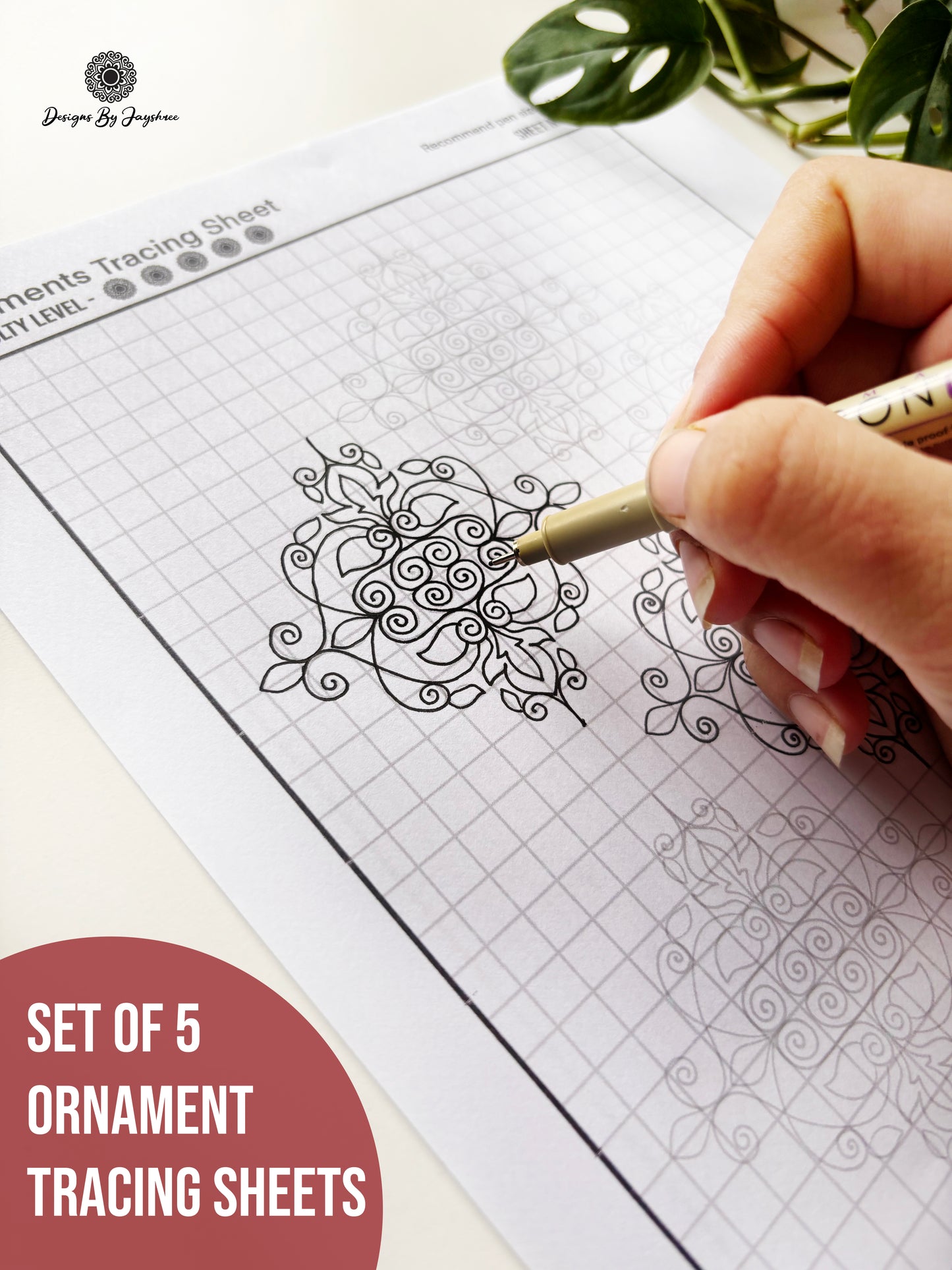 Ornament Mandala Pattern Sheets-5 , Mandala Practice Sheets,Digital Downloads