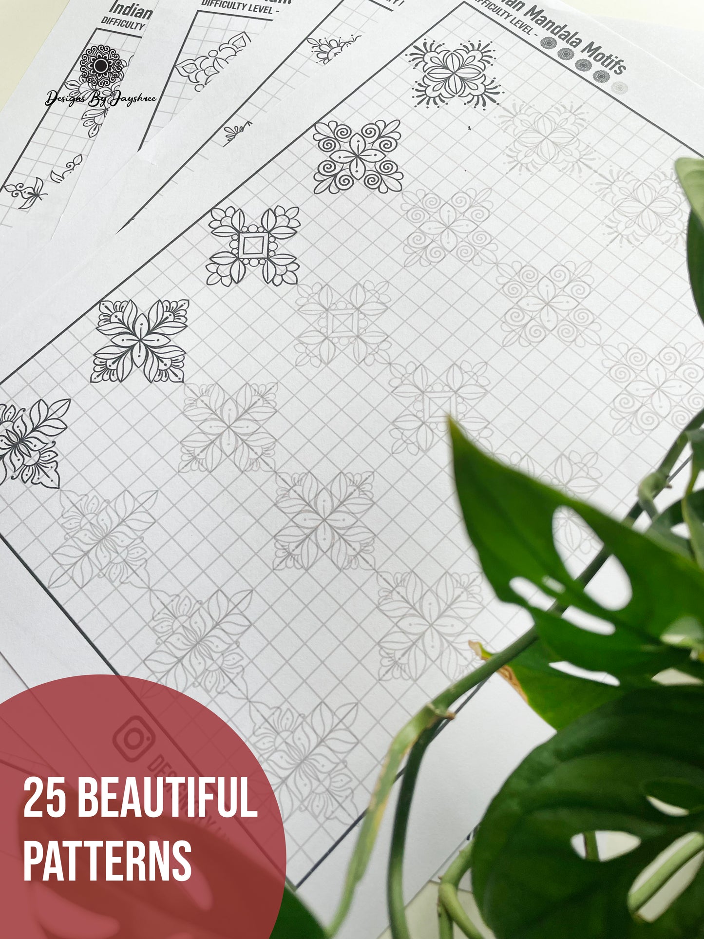 Indian Mandala Motif Pattern Sheet 25 Designs