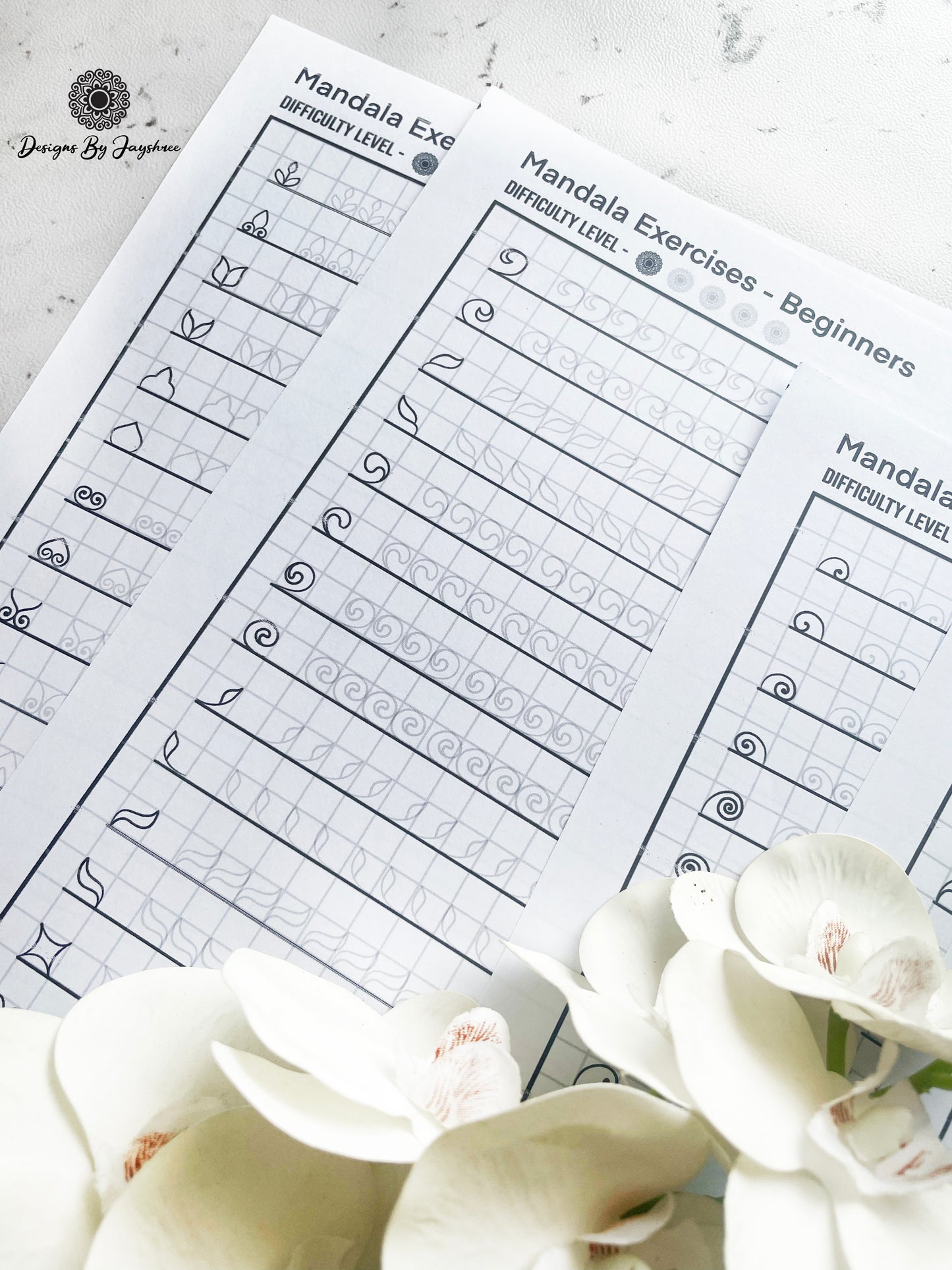 Beginners Mandala Exercises - Set of 5 | Mandala Tracing Templates