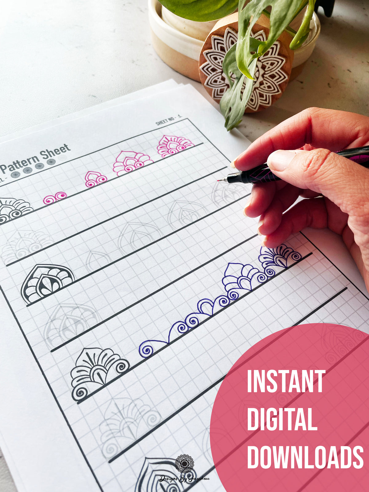 Beginners Mandala Pattern Sheets - Set 4 of 5 | Mandala Tracing Templates