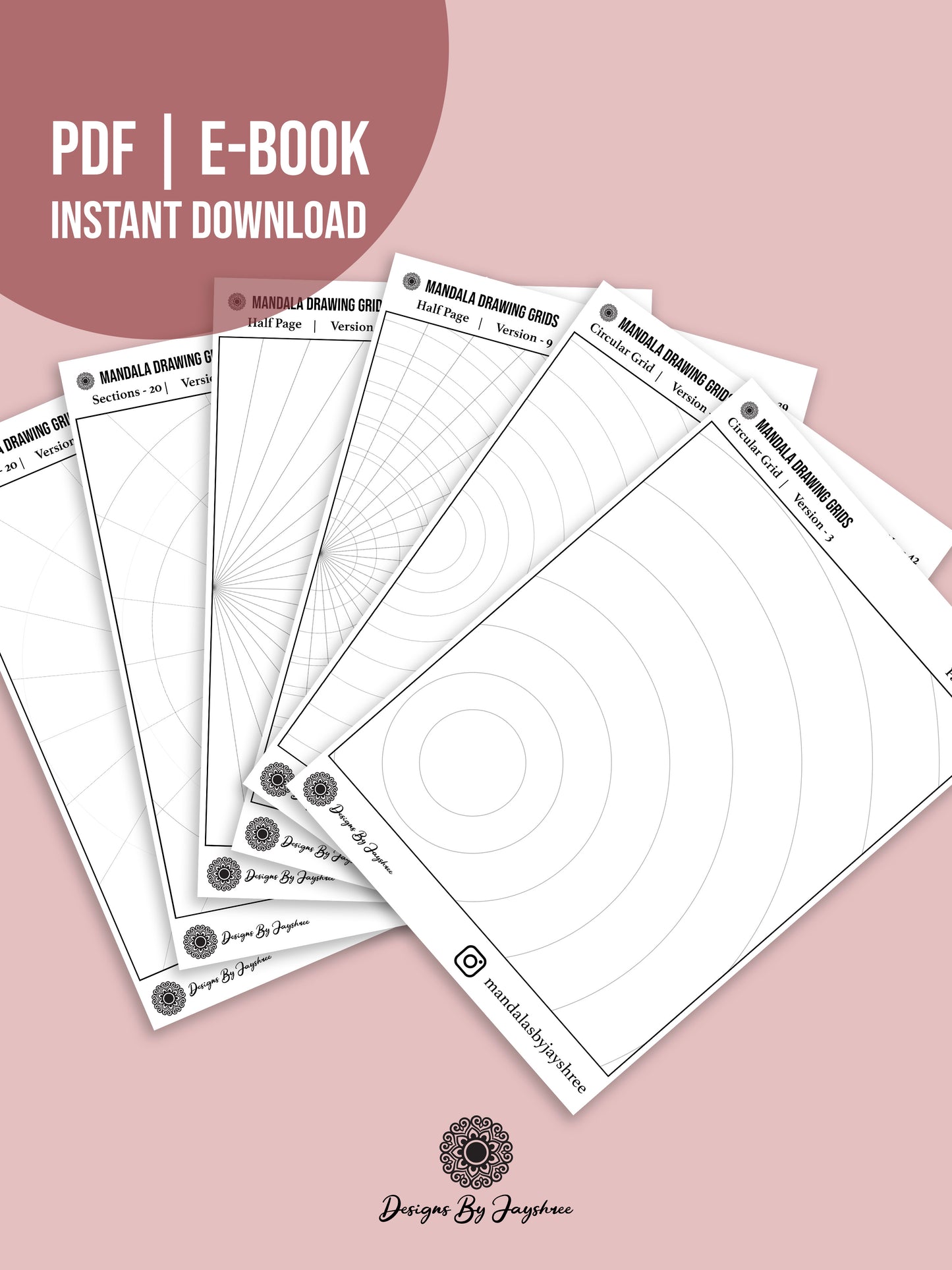 Ultimate Mandala Grid Book | Pre- Made Mandala Grids - Set of 50
