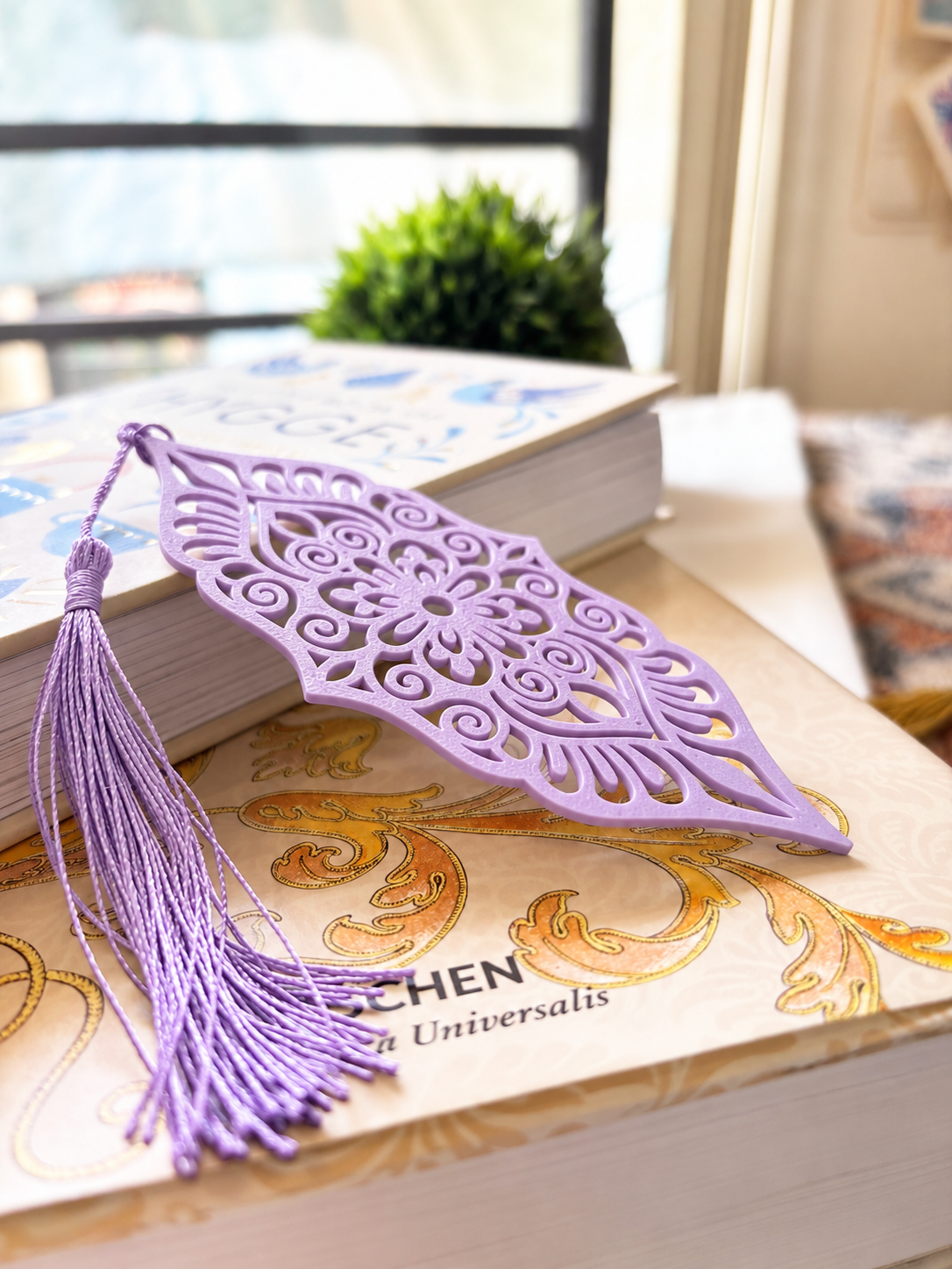 Lavender Gem - Mandala Motif Bookmark With Tassel