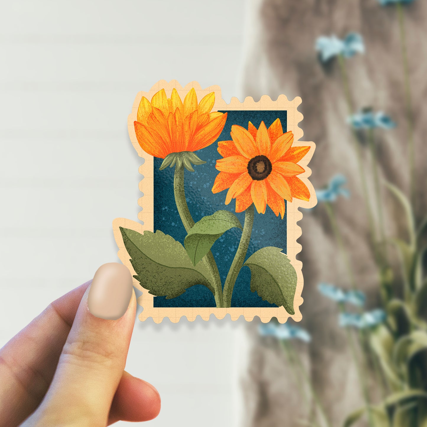 Sunflower Stamp - Laptop / Mobile Sticker