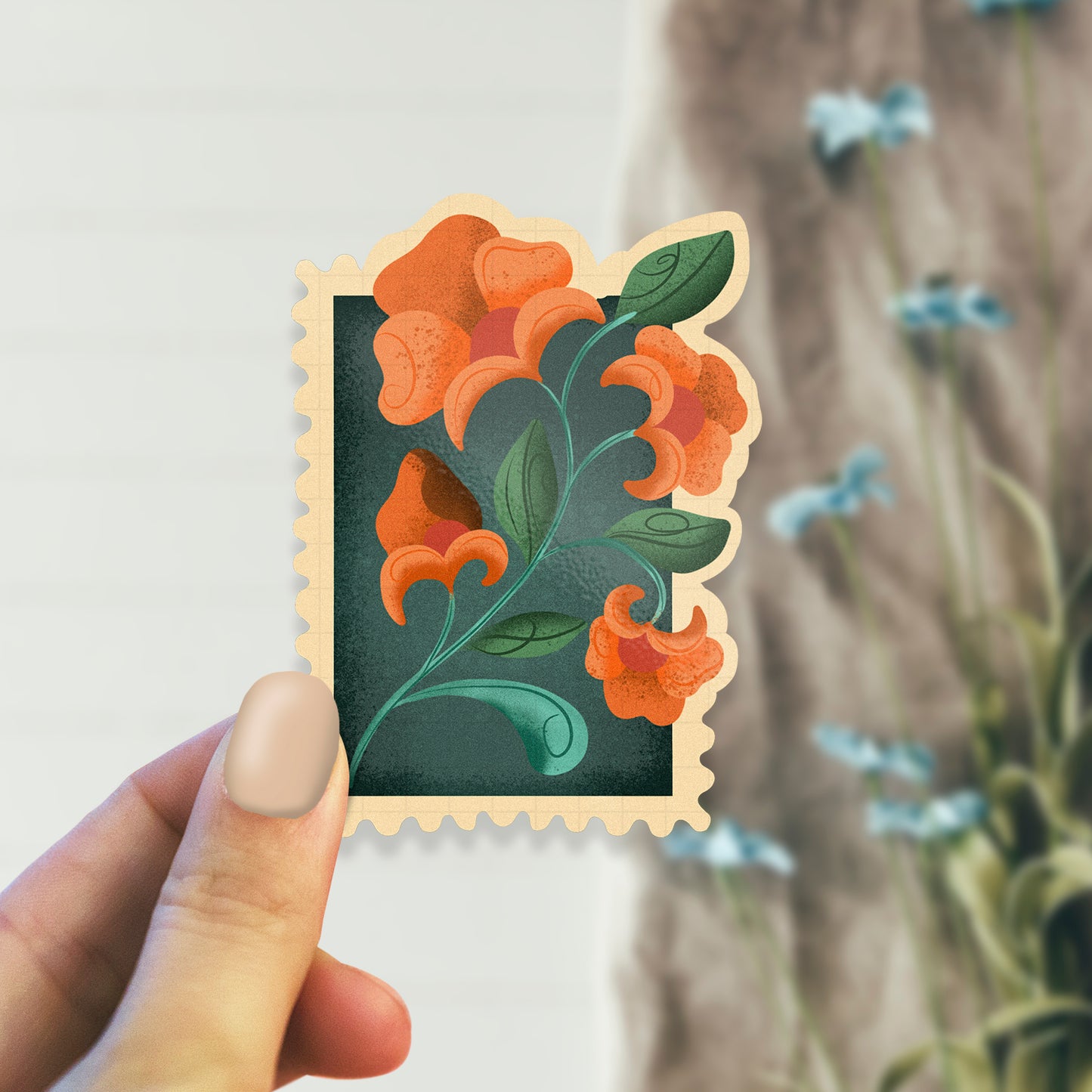 Tangerine Bloom Stamp - Laptop / Mobile Sticker