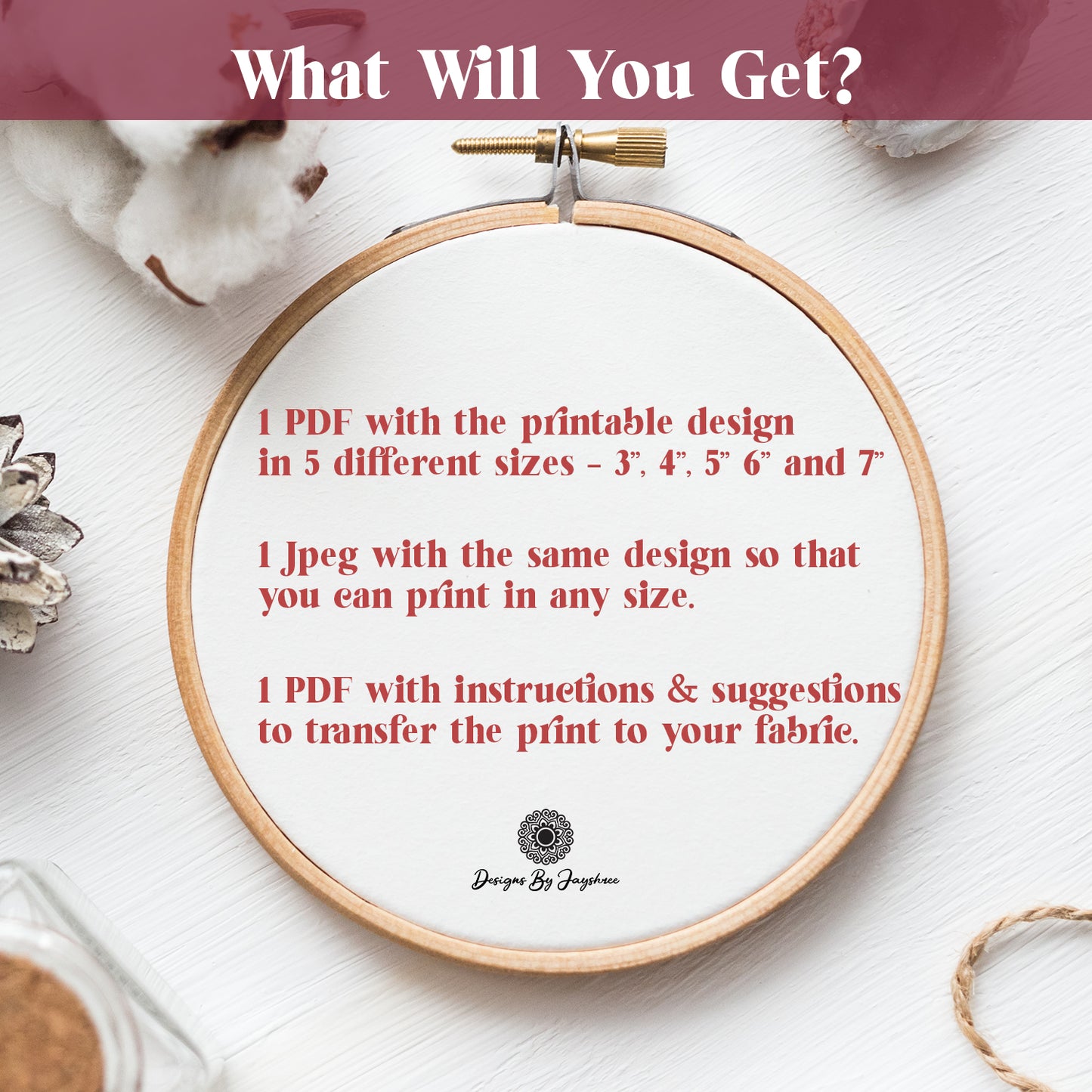 Printable Floral Mandala Motif for Hand Embroidery