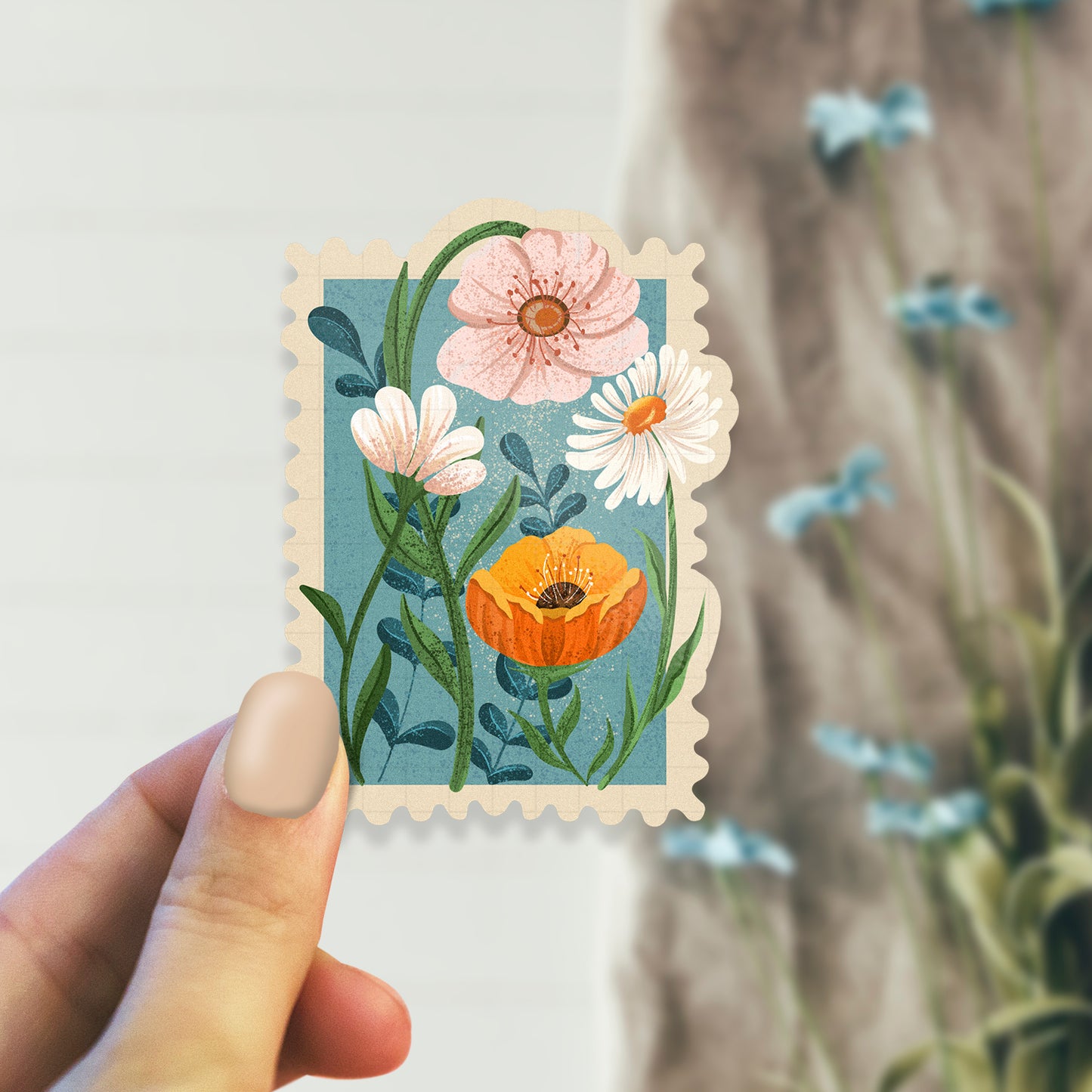 Wildflower Stamp - Laptop / Mobile Sticker