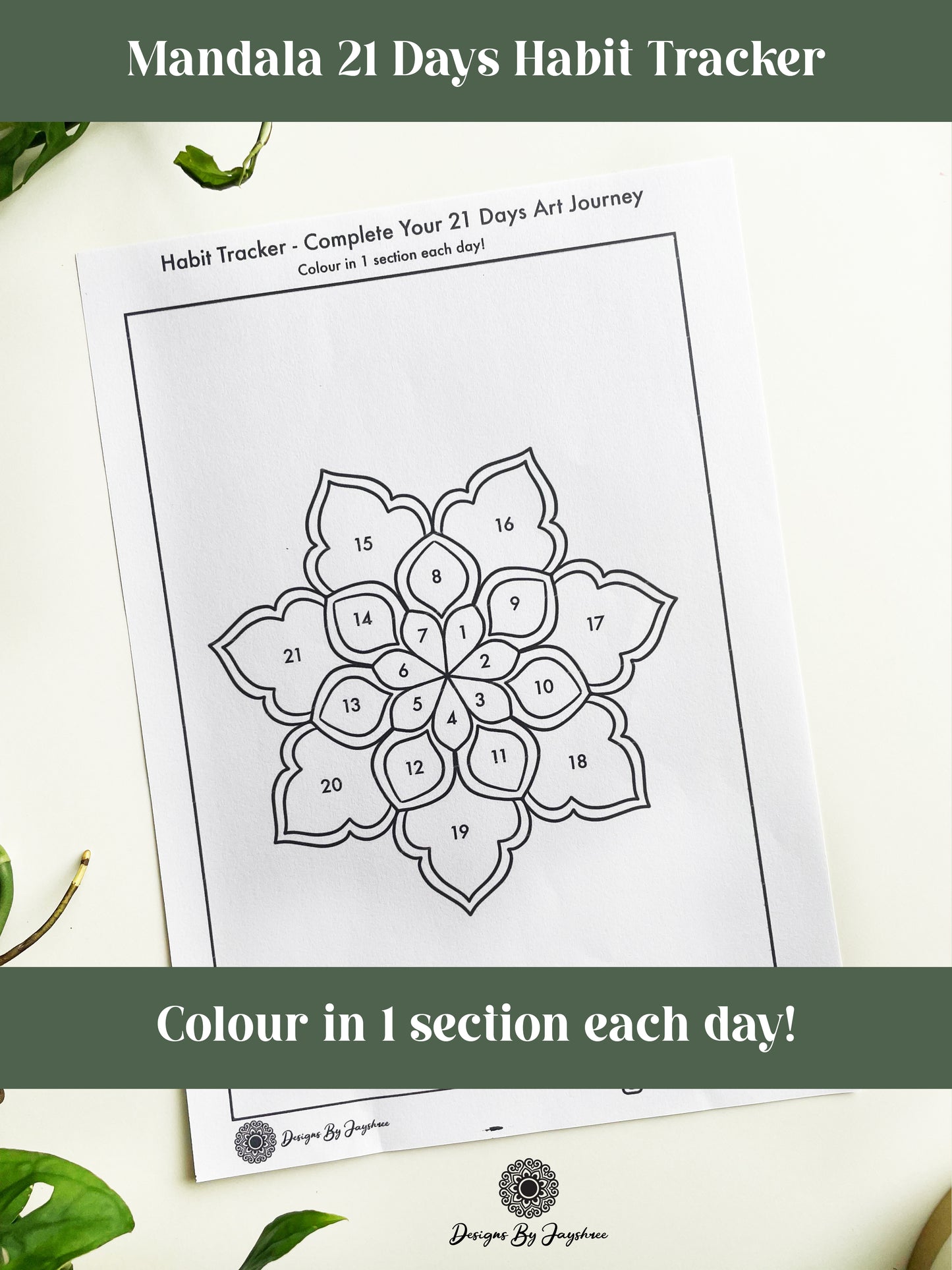 21 Days Habit Builder - Mandala Patterns Drawing Worksheet