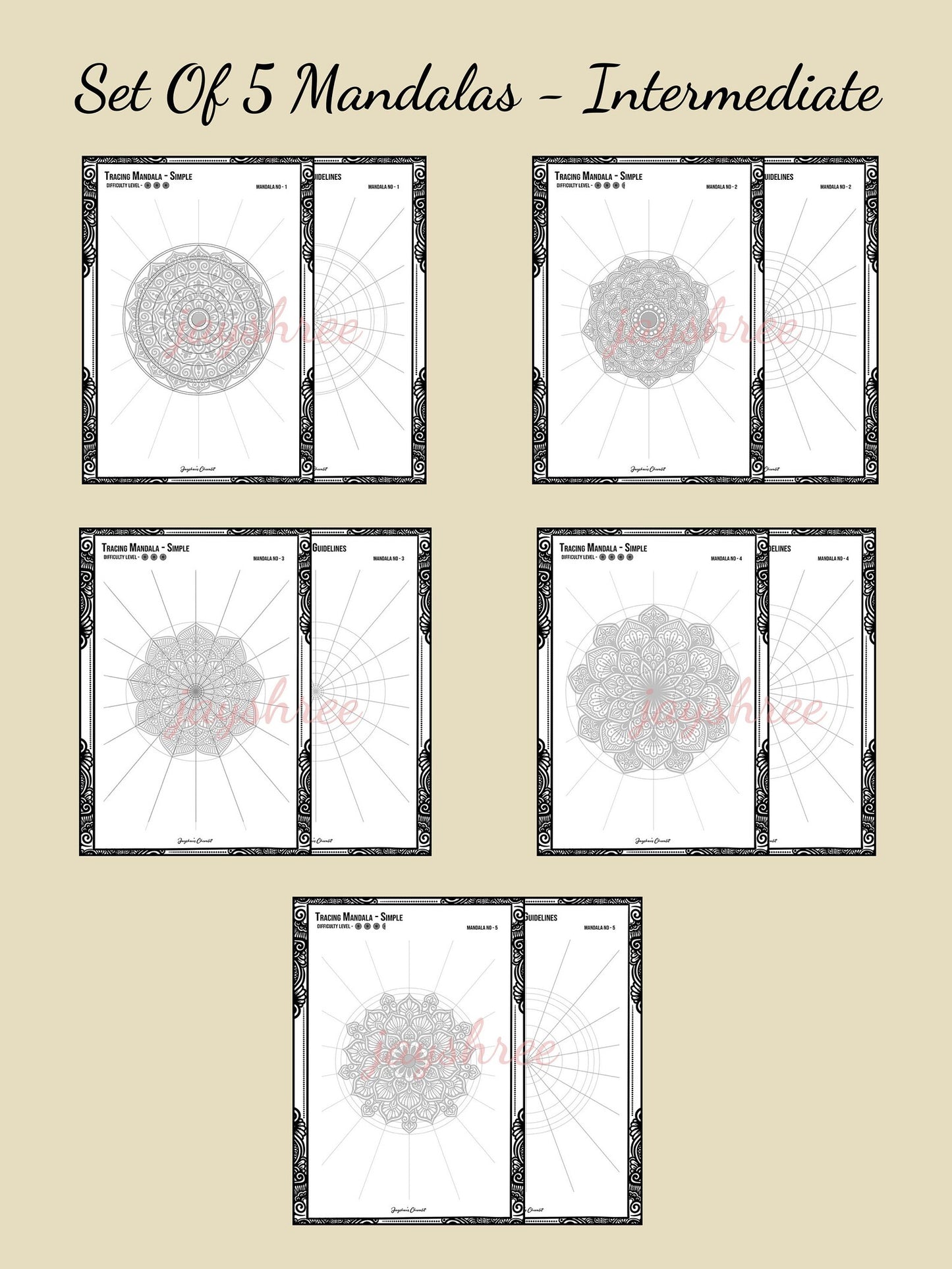 Mandala For Outline & Fill In - Set of 10 Sheets