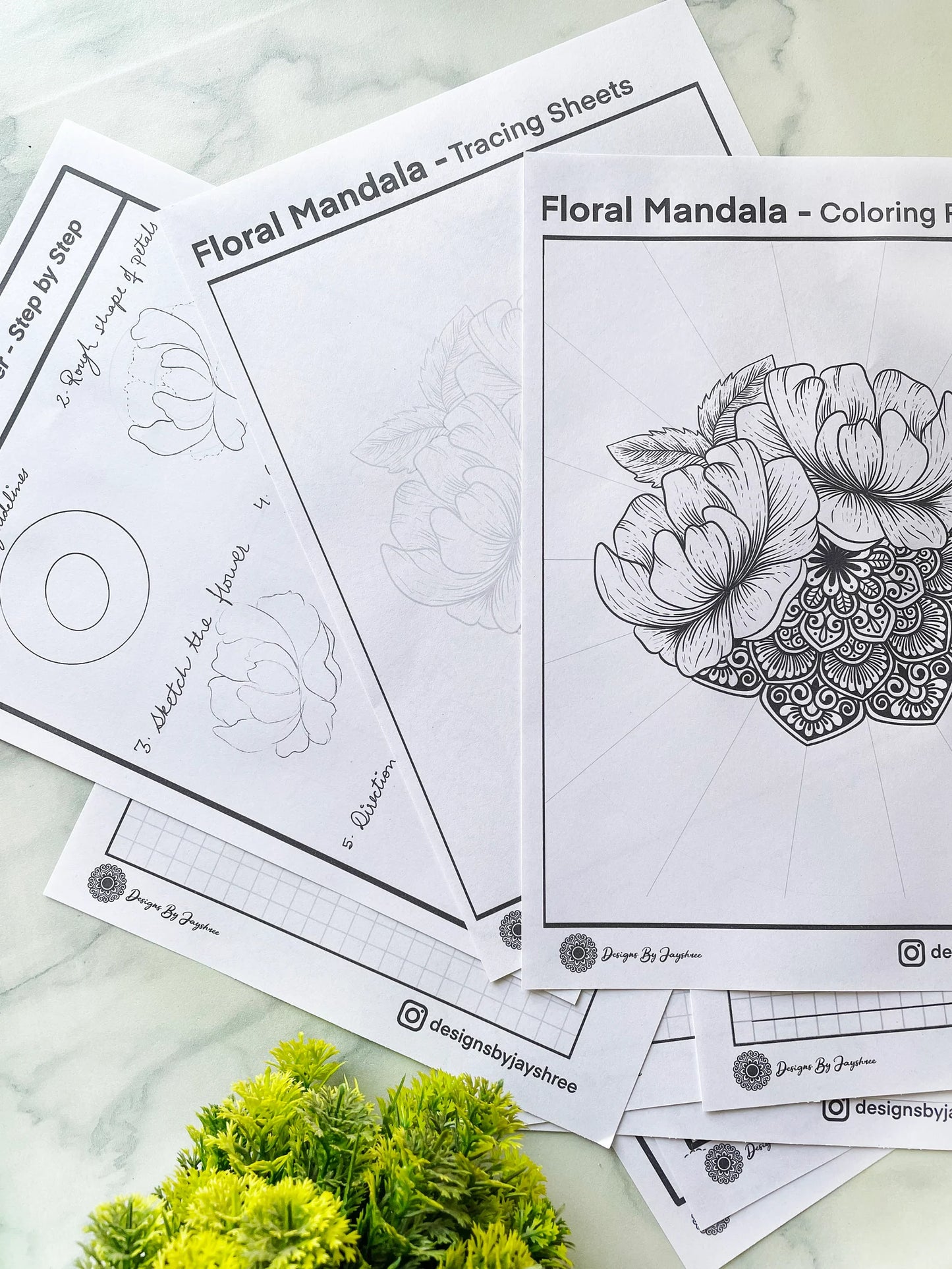 Set Of 10 - Floral Mandala Pattern Sheets