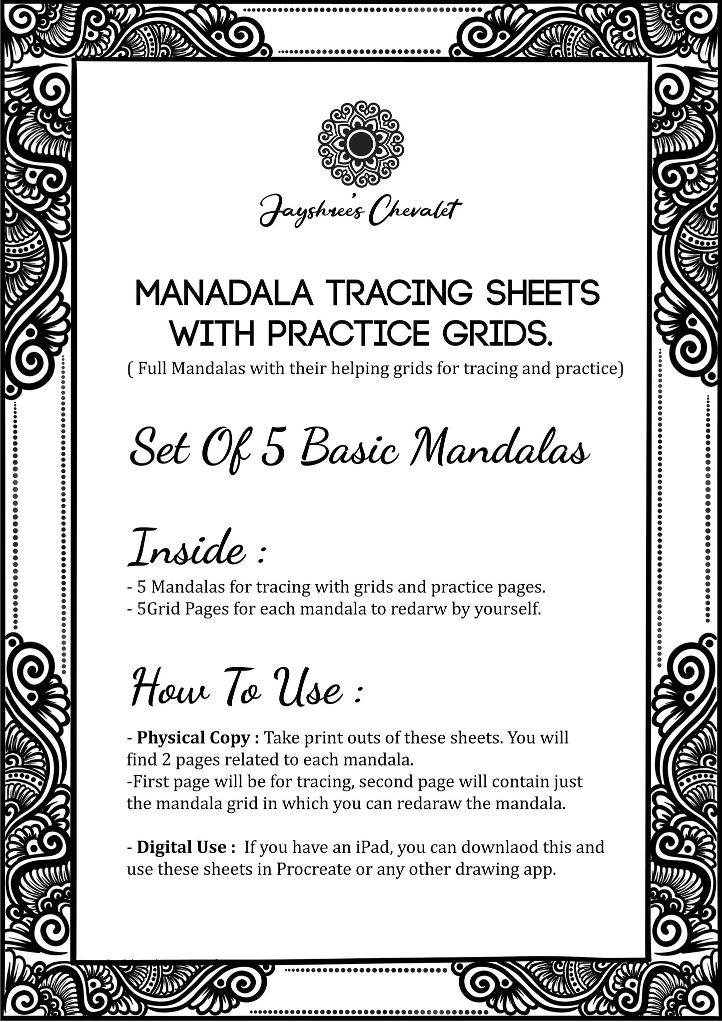 Mandala Colouring & Tracing - Basic - Set Of 5