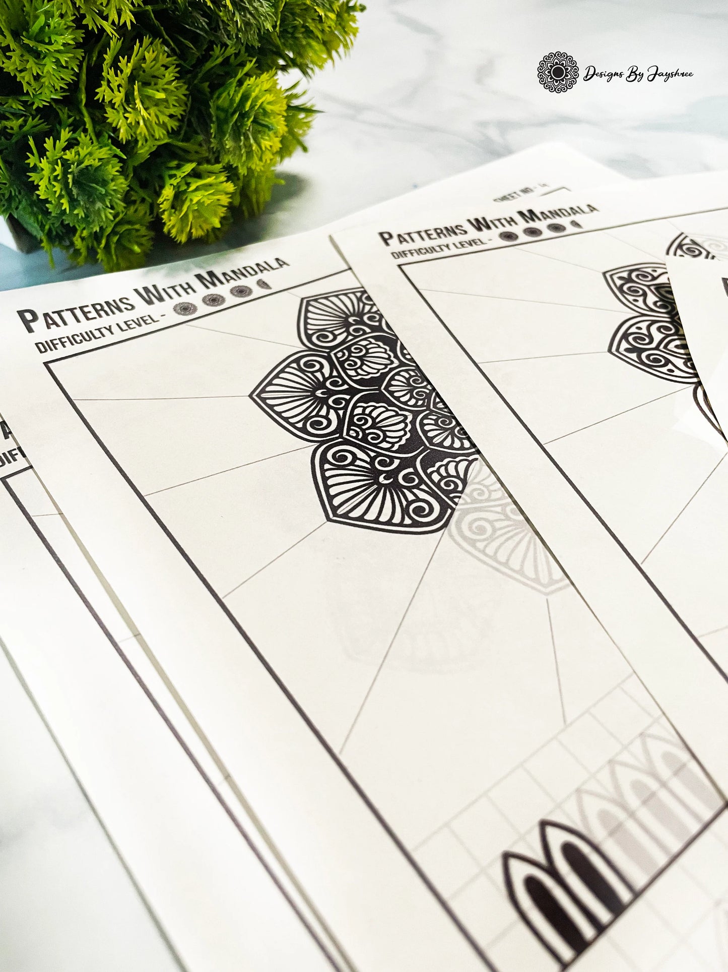 Mandala With Patterns - Step By Step Guide- Set of five #2