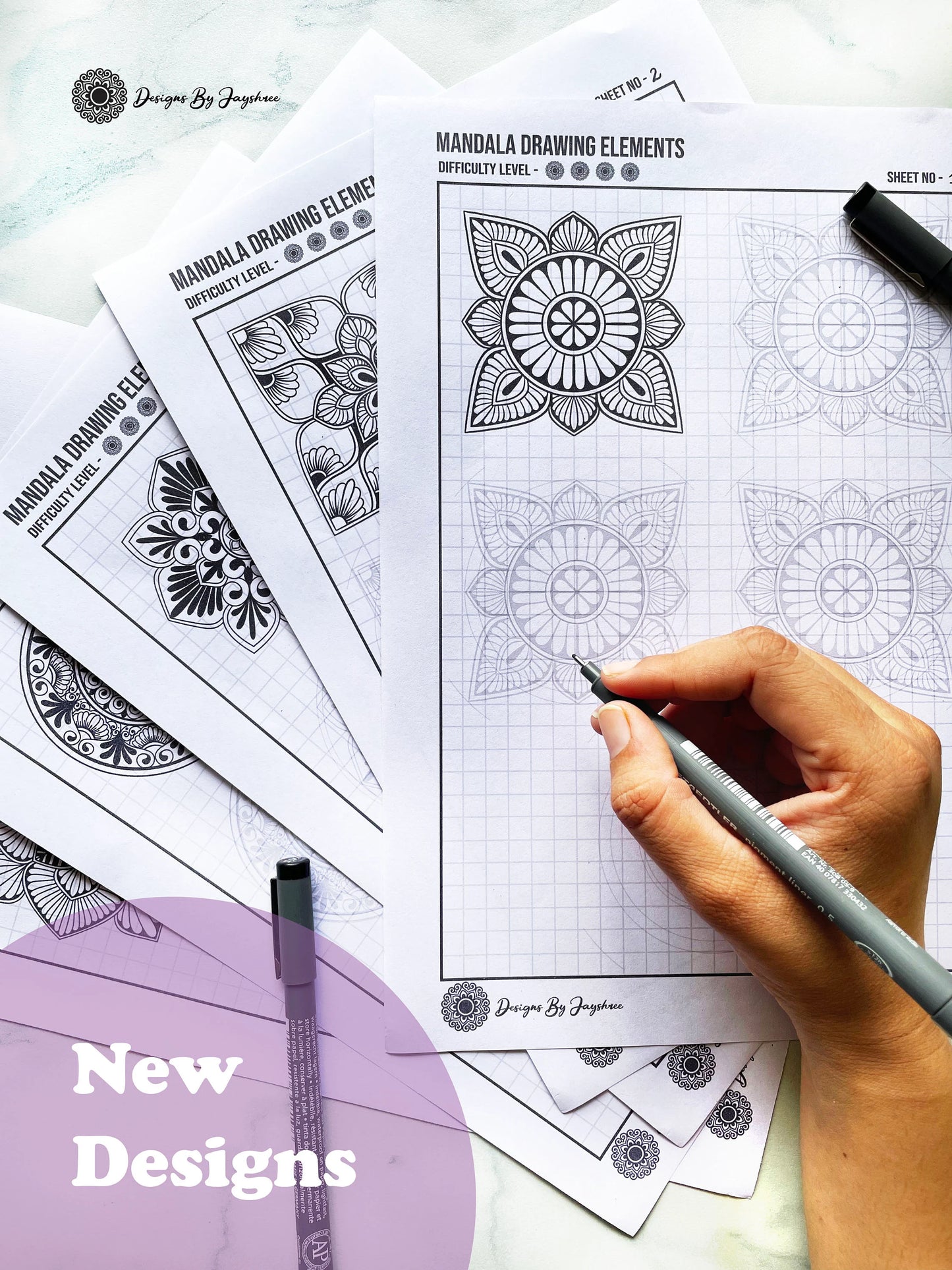 Mandala Practice Sheets SET OF 5 #2
