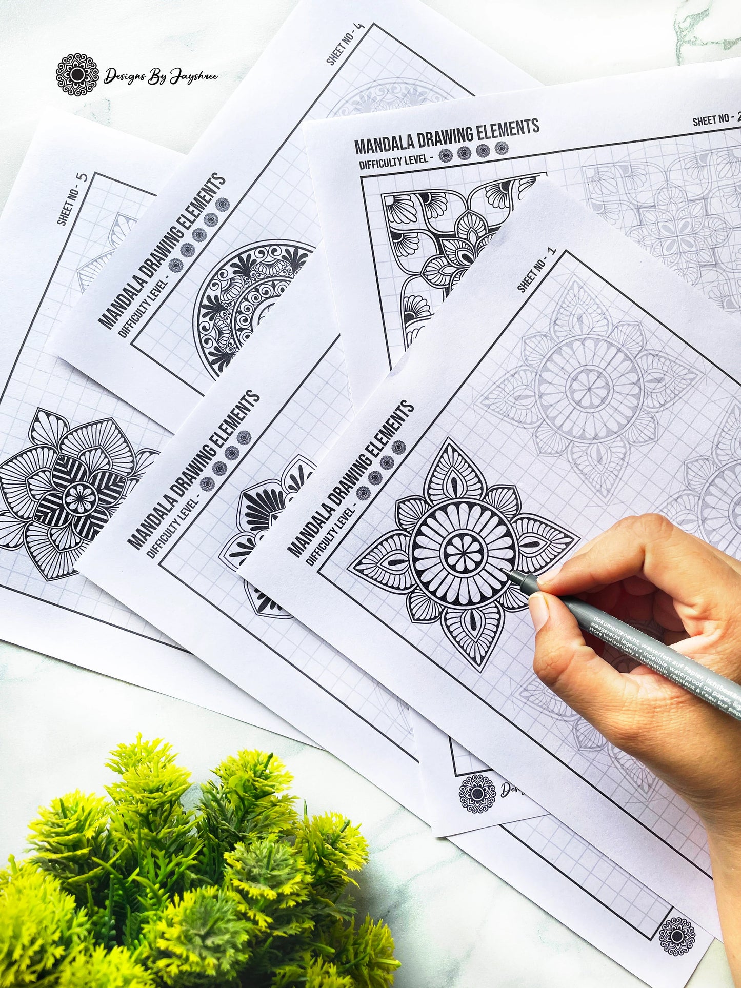 Mandala Practice Sheets SET OF 5 #2