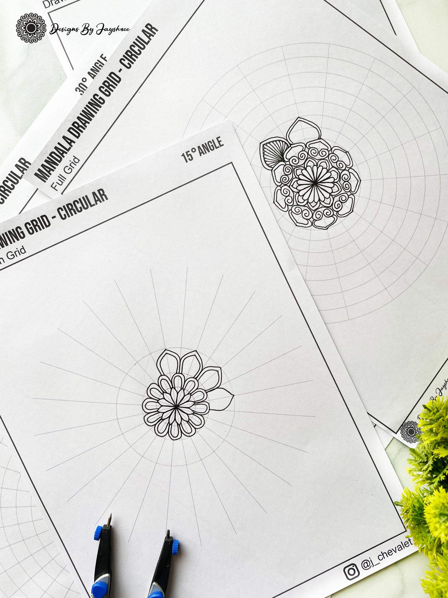 Mandala Drawing Template - Mandala Grid - Set of 8