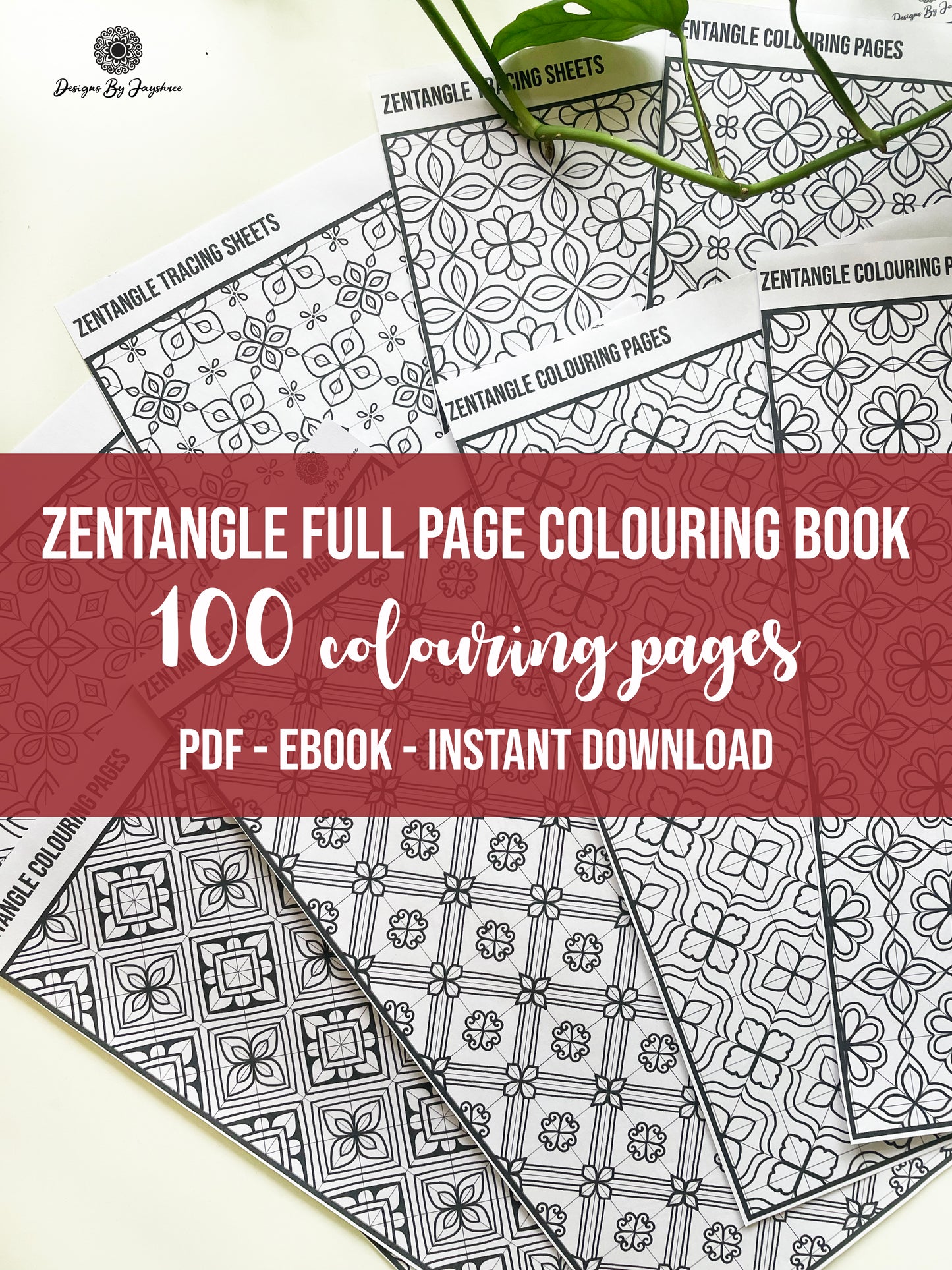100 Colouring Pages, Zentangle Colouring Pages, Mandala Colouring Page, Adult Colouring Page, Digital Downloads