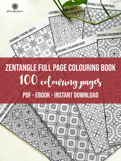 100 Colouring Pages, Zentangle Colouring Pages, Mandala Colouring Page, Adult Colouring Page, Digital Downloads