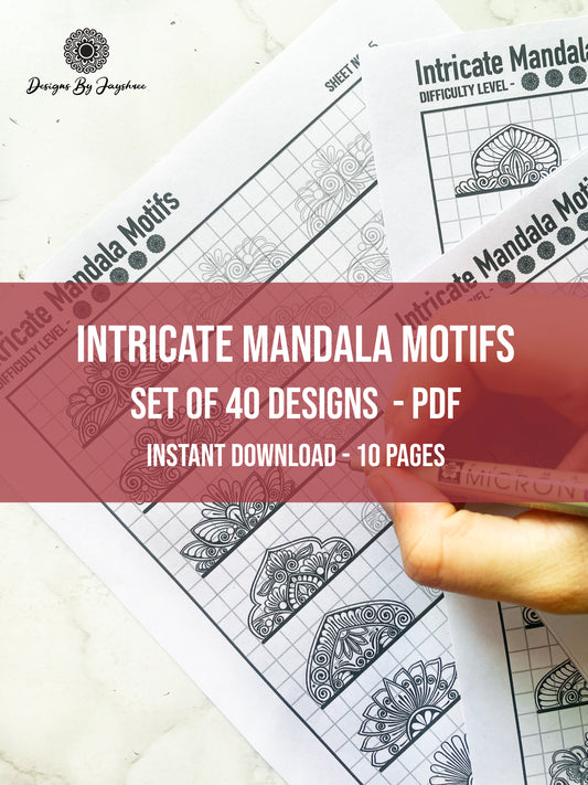 Intricate / Detailed Mandala Pattern Sheets - Set of 40 patterns - Digital Downloads