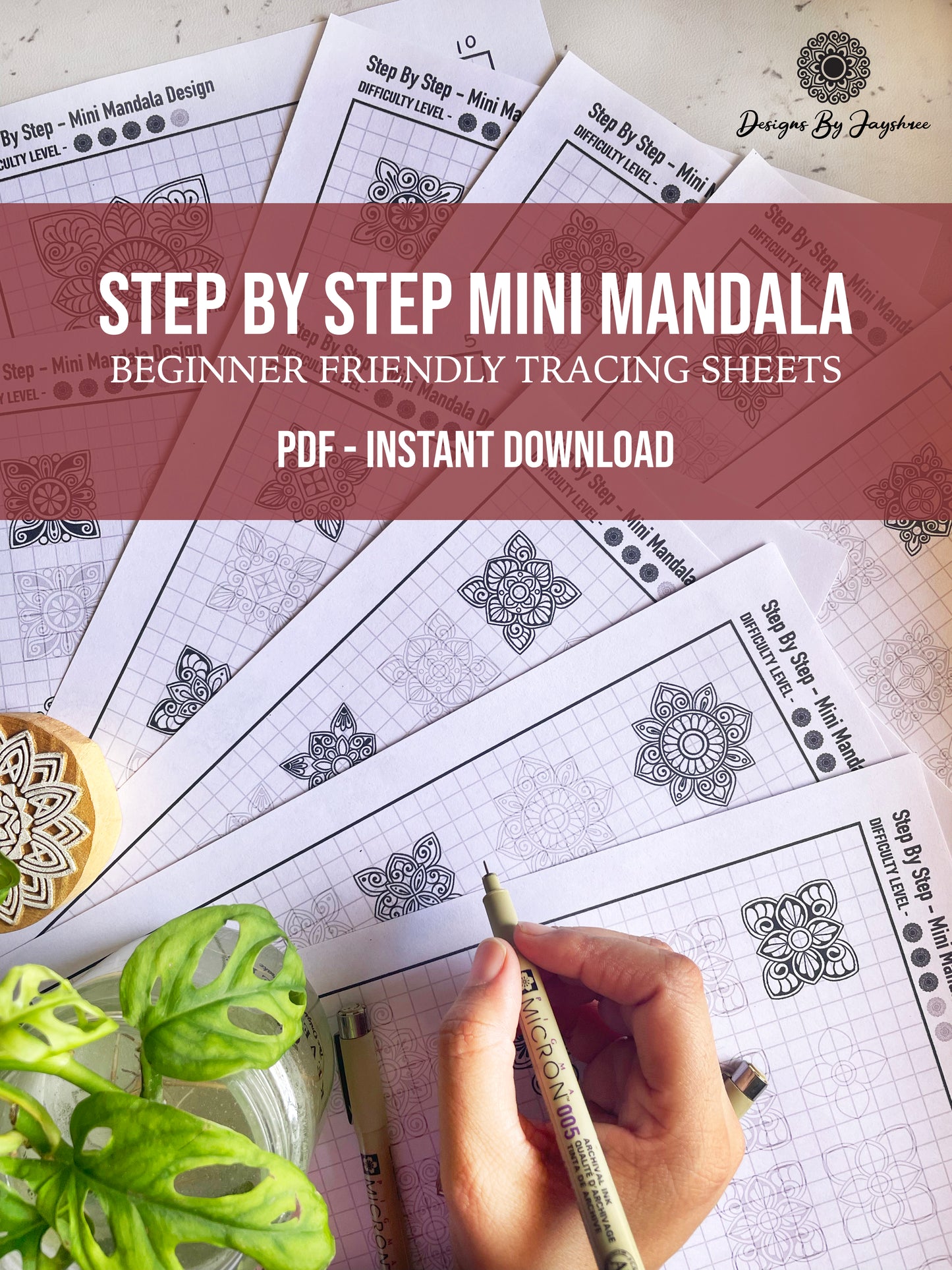 Step By Step - Mini Mandala Tracing Sheets - Beginner Friendly