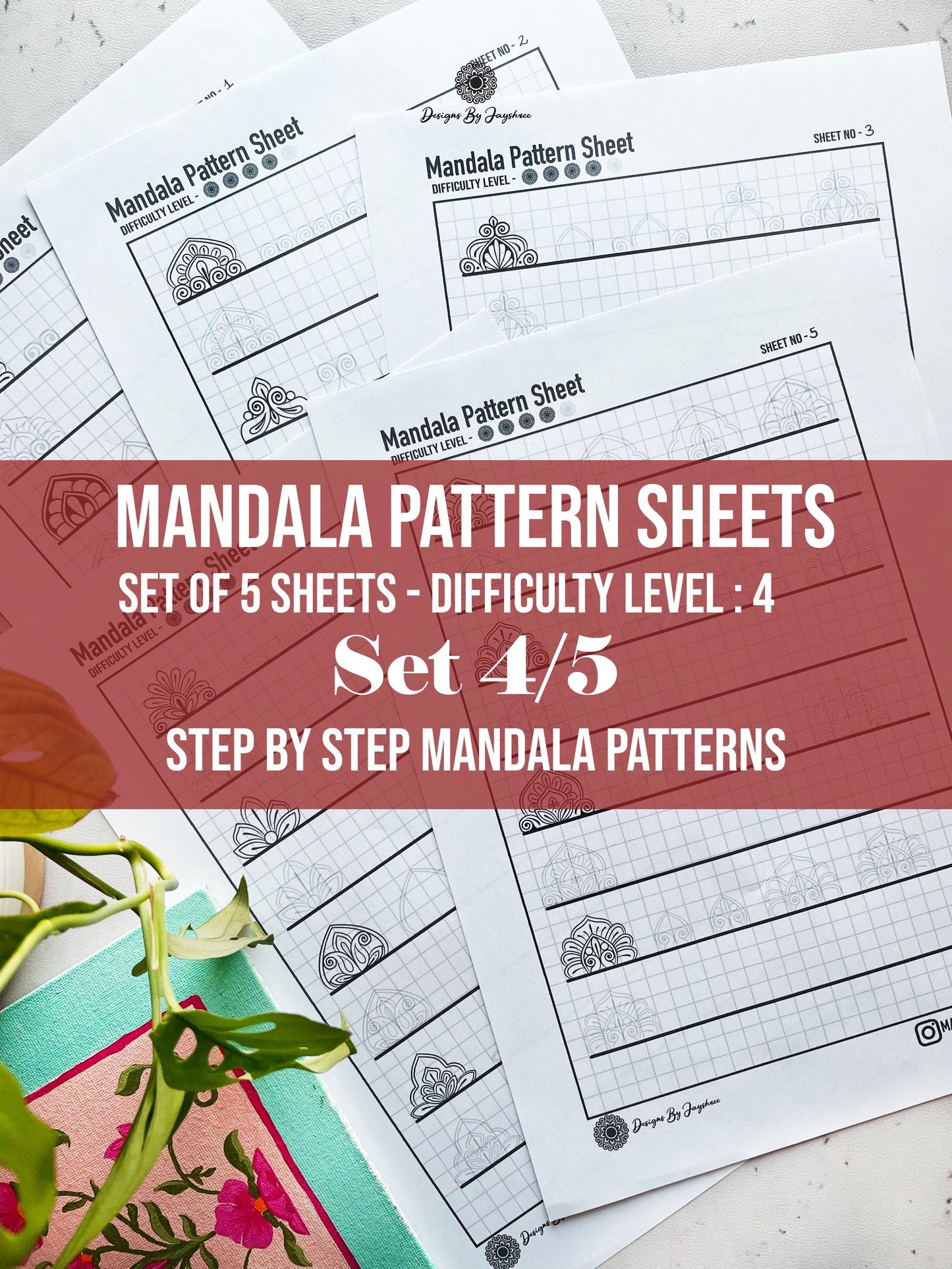 Beginners Mandala Pattern Sheets - Set 4 of 5 | Mandala Tracing Templates